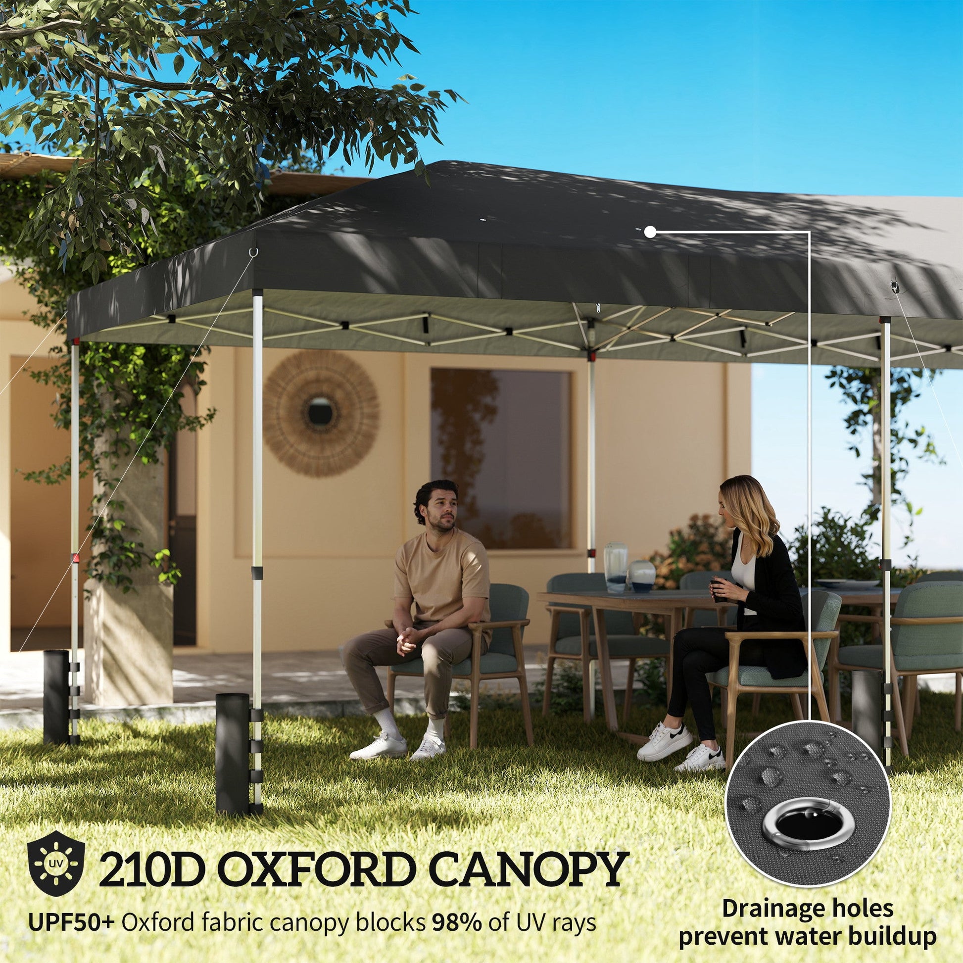 3 x 6 m Pop Up Gazebo with 6 Sidewalls, UPF50+ Outdoor Wedding Party Tent Marquee, Adjustable Height Event Shelter with Wheeled Bag, Sandbags & Stakes, Dark Grey
