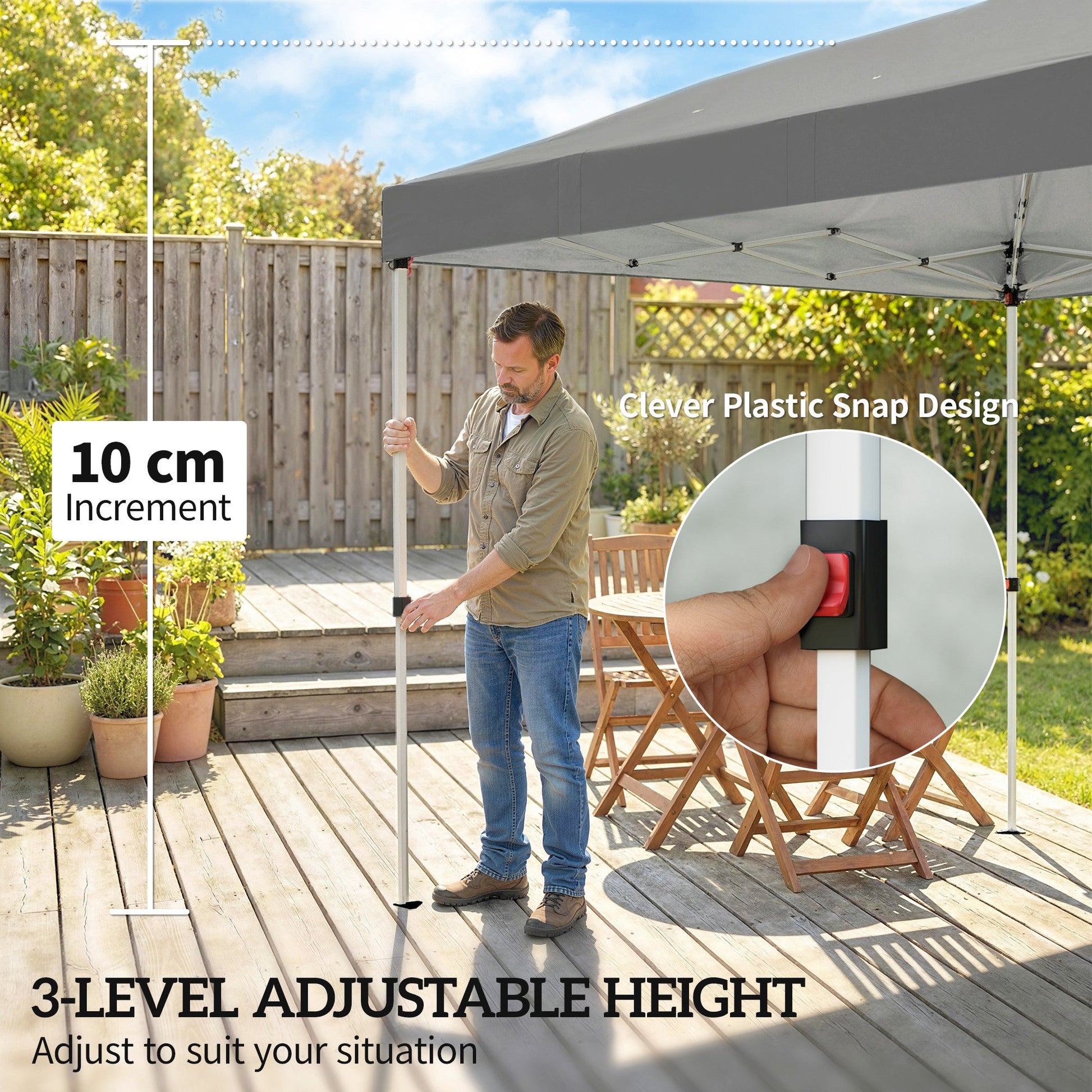 3 x 6 m Pop Up Gazebo with 6 Sidewalls, UPF50+ Outdoor Wedding Party Tent Marquee, Adjustable Height Event Shelter with Wheeled Bag, Sandbags & Stakes, Dark Grey