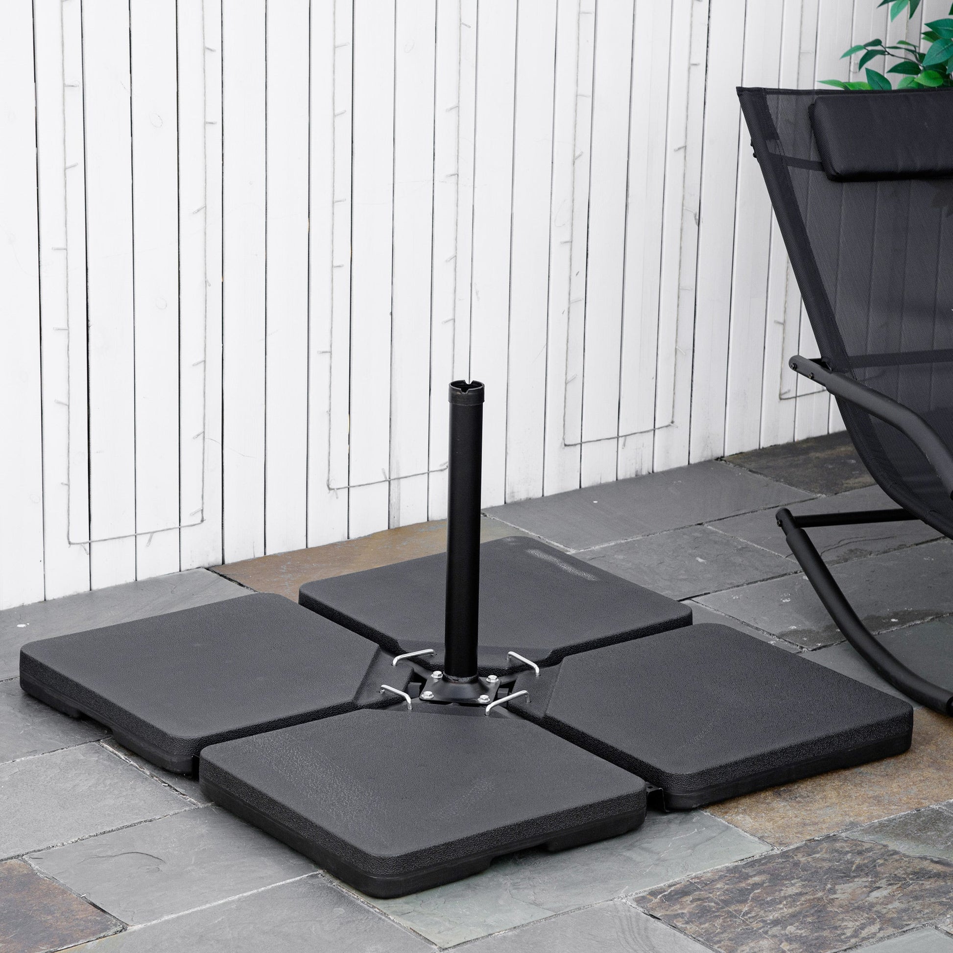 Set of 4 Parasol Base Weights, Umbrella Weight Set for Banana Hanging Cantilever Umbrella, Can Be Filled with Sand or Water, Black