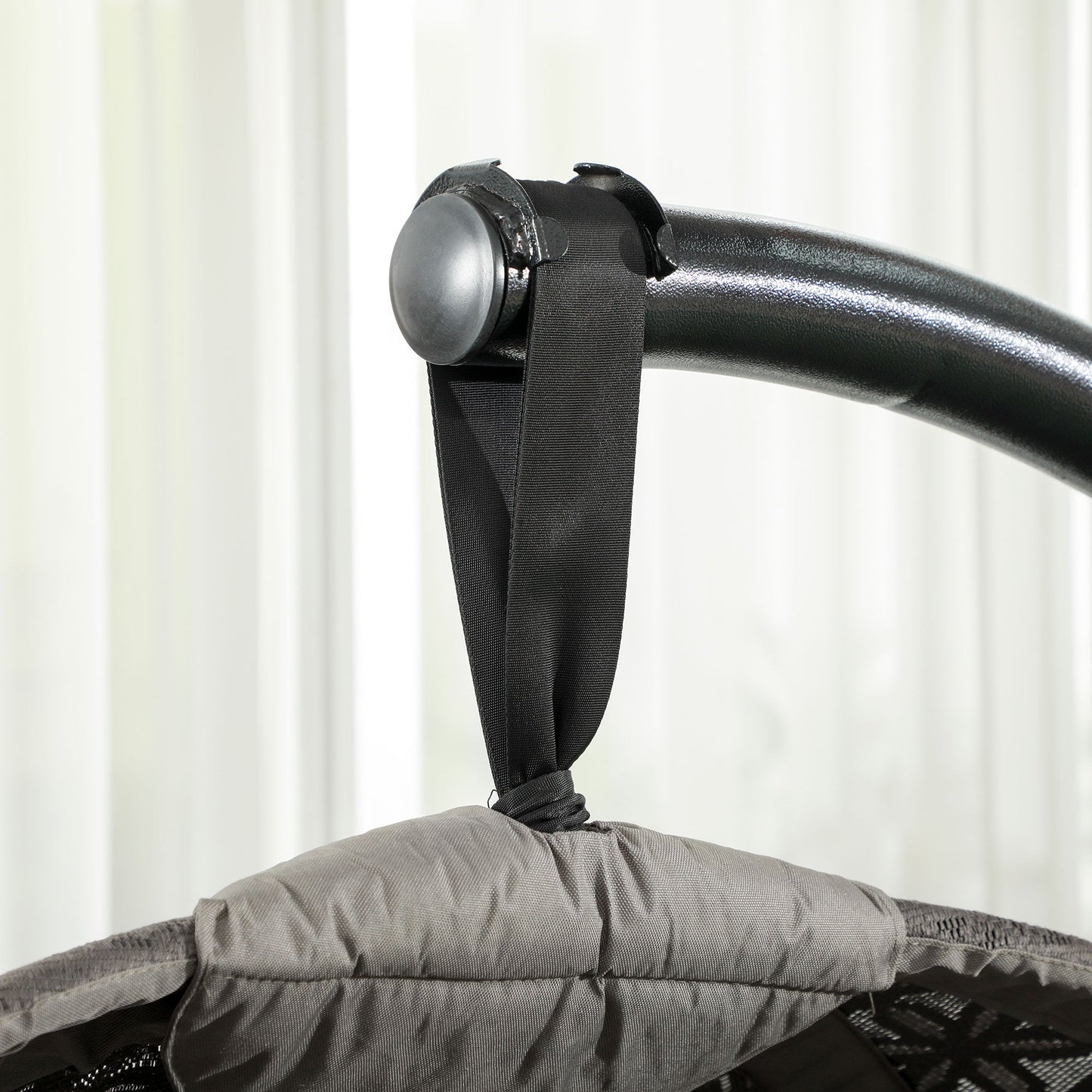 Outdoor Hanging Chair, Swing Chair with Metal Stand, Thick Padded Cushion, Foldable Basket and Side Pocket, for Indoor and Outdoor, Sand