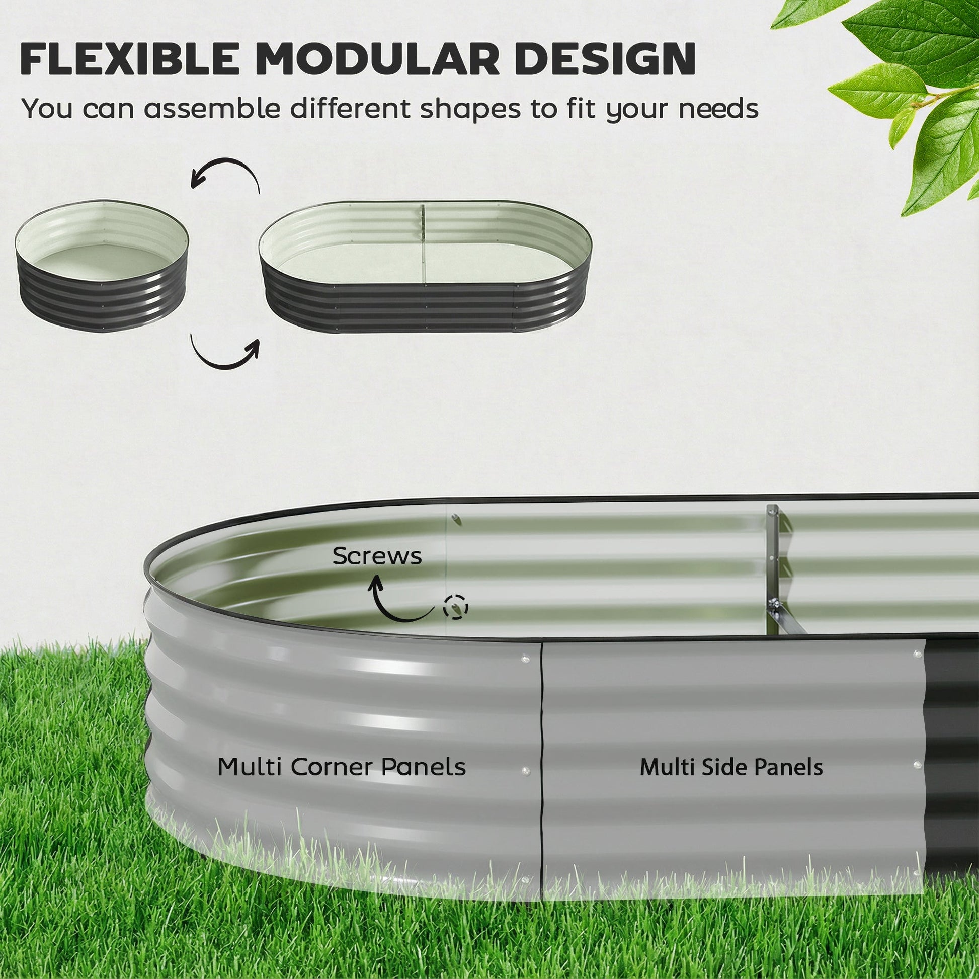 Galvanised Raised Beds for Garden, Metal Elevated Planter Box with Safety Edging, Easy DIY for Growing Flowers, Herbs, Succulents, 180 x 90 x 30cm, Dark Grey