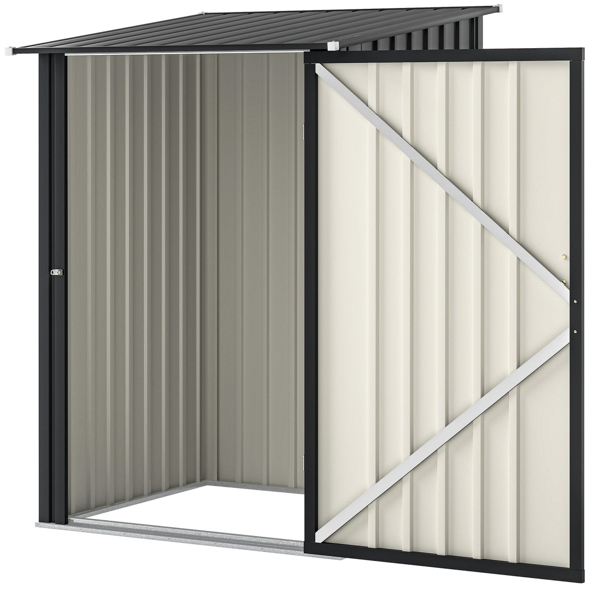 3.3ft x 3.4ft Lean to Garden Shed, Metal Outdoor Storage Shed with Single Lockable Door, Tool Storage Shed for Garden, Patio, Dark Grey