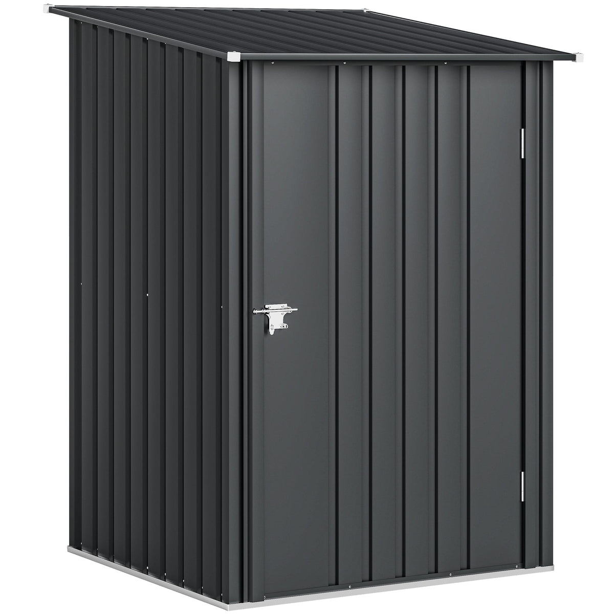 3.3ft x 3.4ft Lean to Garden Shed, Metal Outdoor Storage Shed with Single Lockable Door, Tool Storage Shed for Garden, Patio, Dark Grey