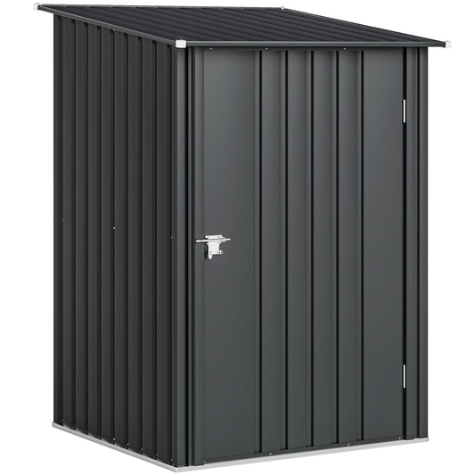 3.3ft x 3.4ft Lean to Garden Shed, Metal Outdoor Storage Shed with Single Lockable Door, Tool Storage Shed for Garden, Patio, Dark Grey