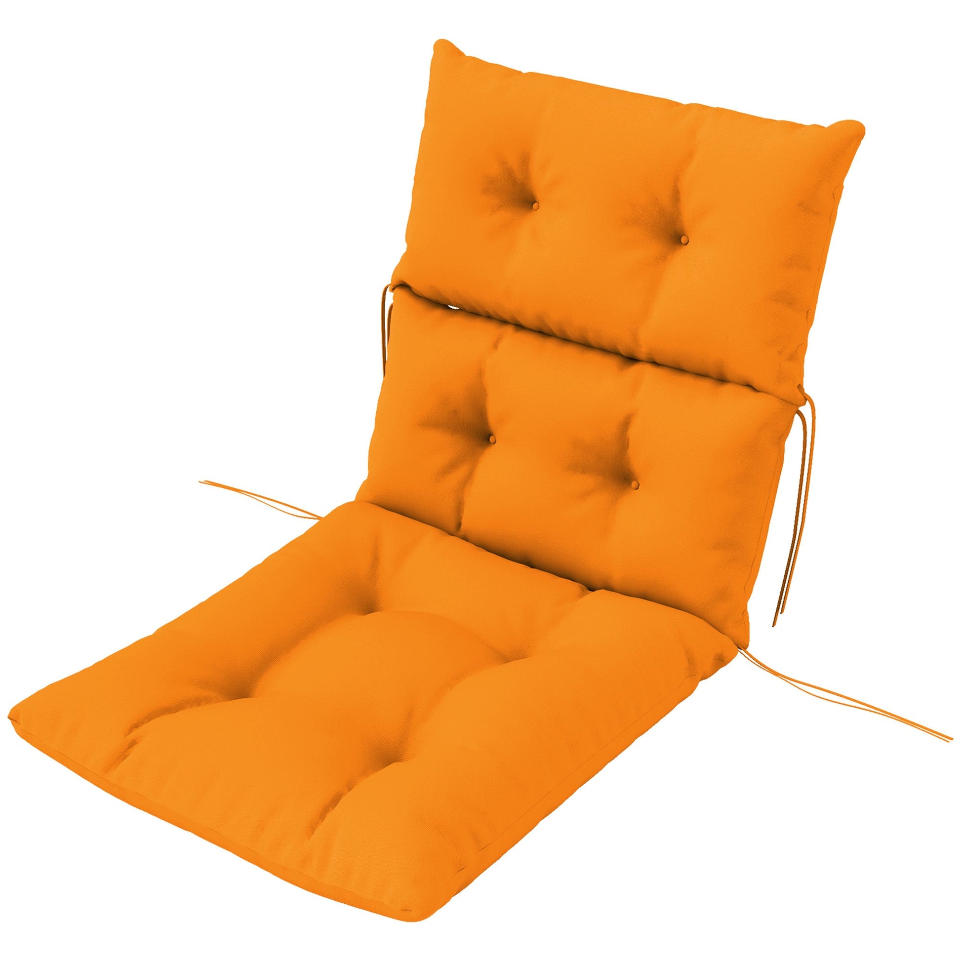 Tufted Adirondack Chair Cushion, Thick Garden Seat Cushion Pad with Backrest, Rocking Chair Cushion with Ties for Outdoor and Indoor Use, Orange