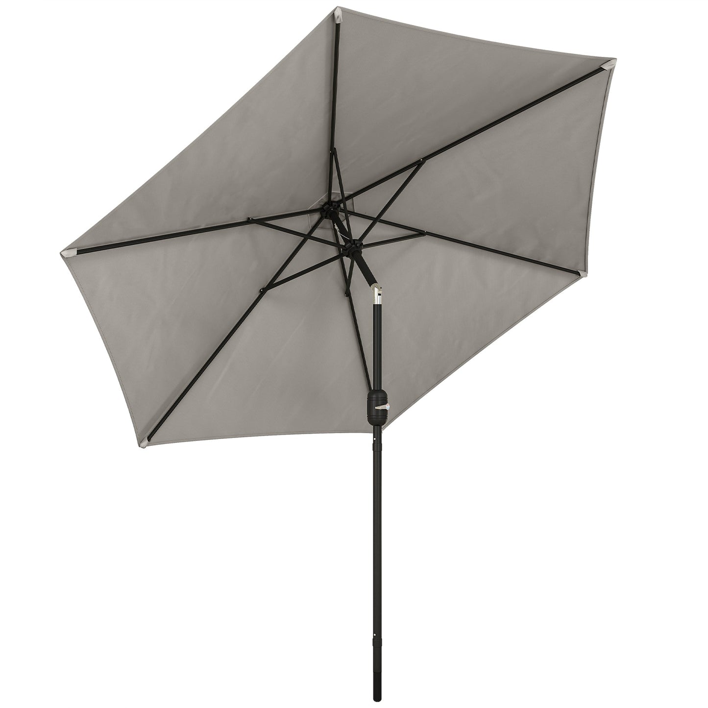 2.6 m Garden Parasol Umbrella with Aluminium Pole, Outdoor Table Market Patio Umbrella Sun Shade with Tilt and Crank, Vent, Light Grey