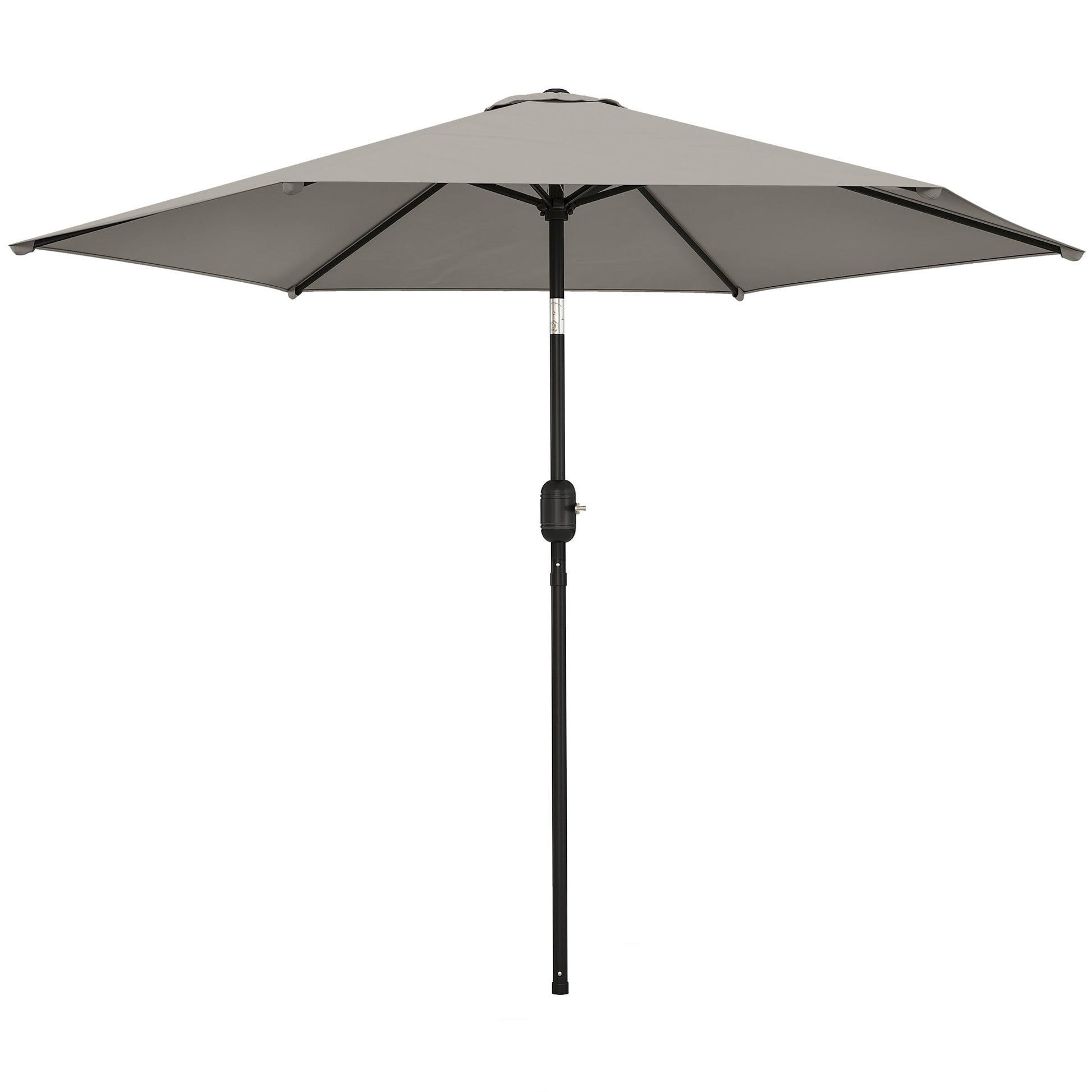 2.6 m Garden Parasol Umbrella with Aluminium Pole, Outdoor Table Market Patio Umbrella Sun Shade with Tilt and Crank, Vent, Light Grey