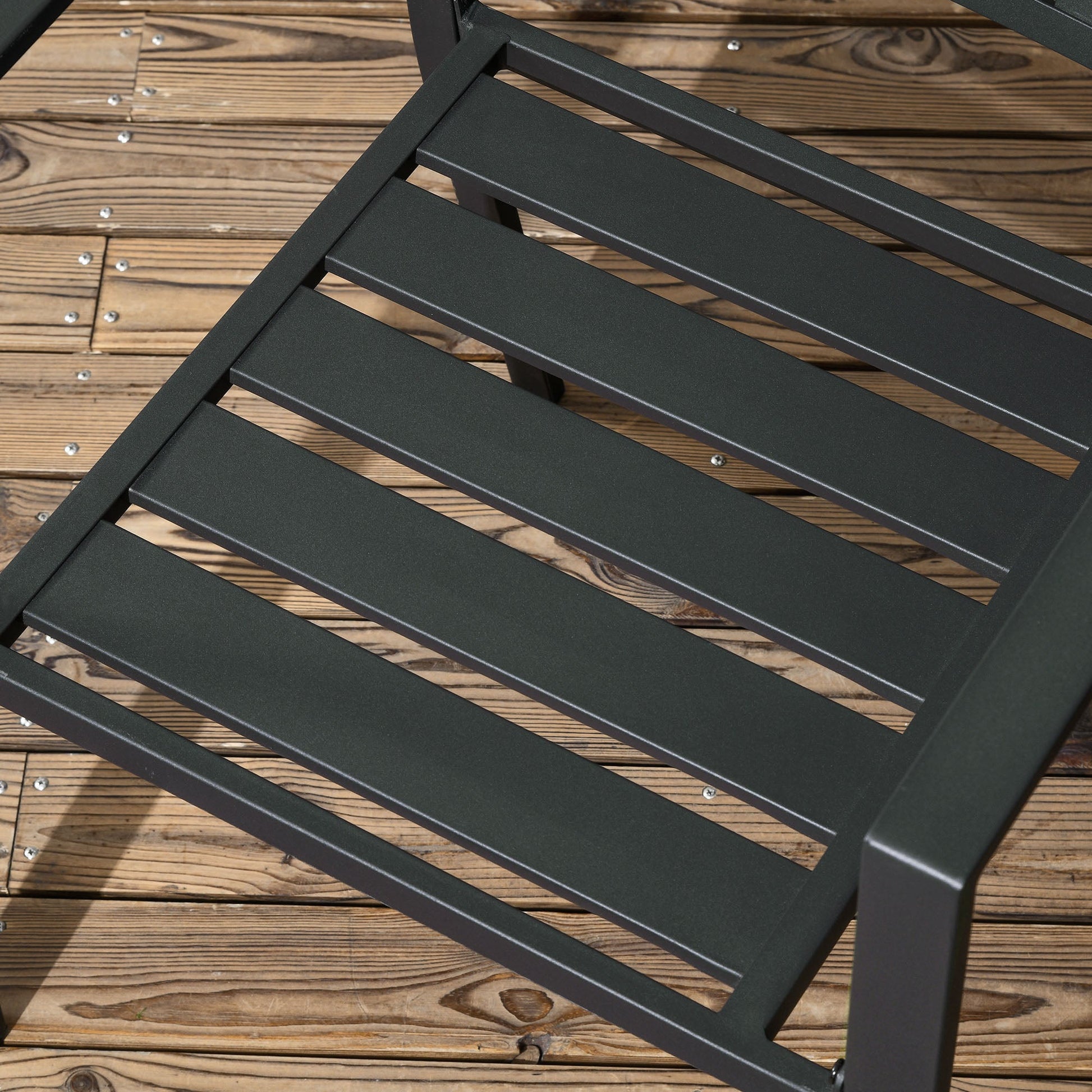 7 Pieces Garden Dining Set, Outdoor Patio Table and 6 Stackable Chairs, Metal Top Table with Umbrella Hole, Black