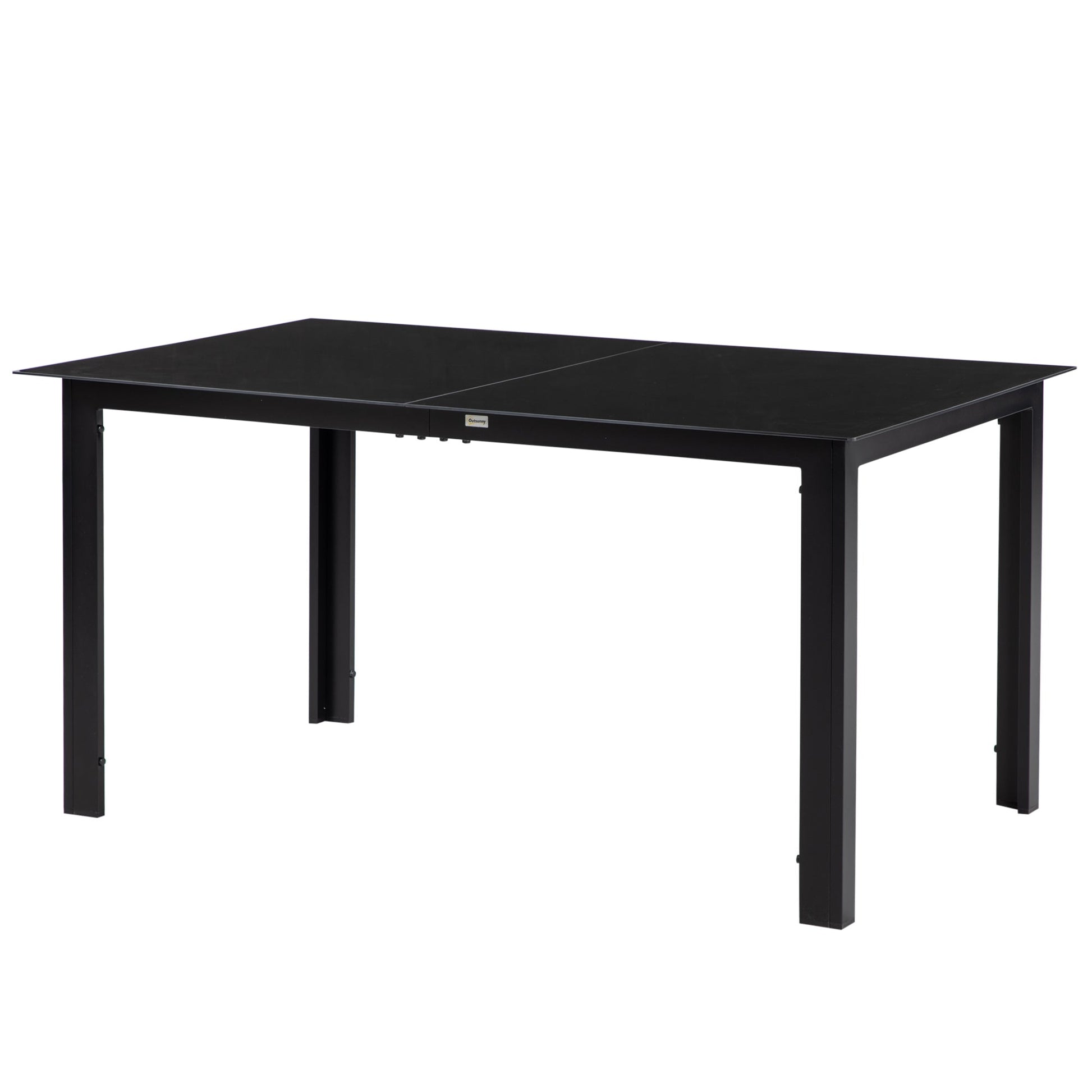 Outdoor Dining Table for 6, Aluminium Rectangular Garden Table with Tempered Glass Tabletop for Yard, Deck, Patio, 150 x 90 x 74 cm, Black