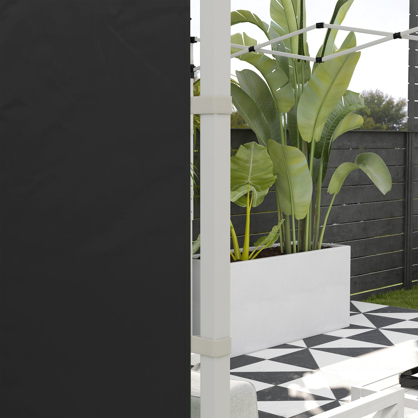 Gazebo Side Panels with Windows and Doors, for 3x3(m) or 3x6m Pop Up Gazebo, 2 Pack Sides Replacement, Black