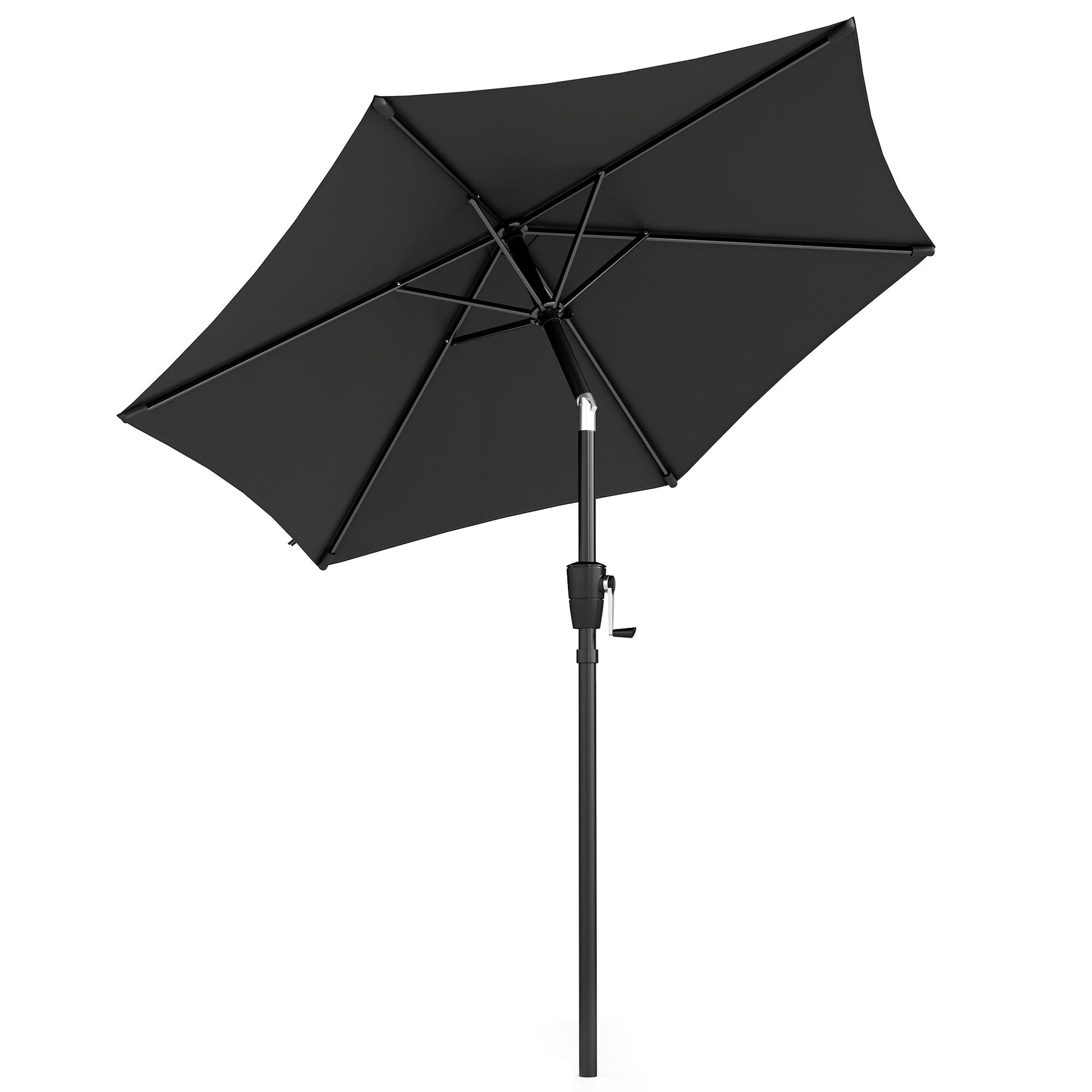 2m Garden Parasol Umbrella, Outdoor Table Parasol Umbrella with Crank Handle, Tilt Function, UV30+ Protection, Sun Shade Canopy for Patio, Beach, Black