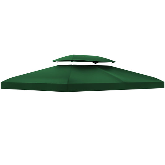 3x4m Gazebo Canopy Replacement Cover, 2 Tier Top Roof UV Cover Garden Patio Outdoor Sun Awning Shelters, Green (TOP COVER ONLY)