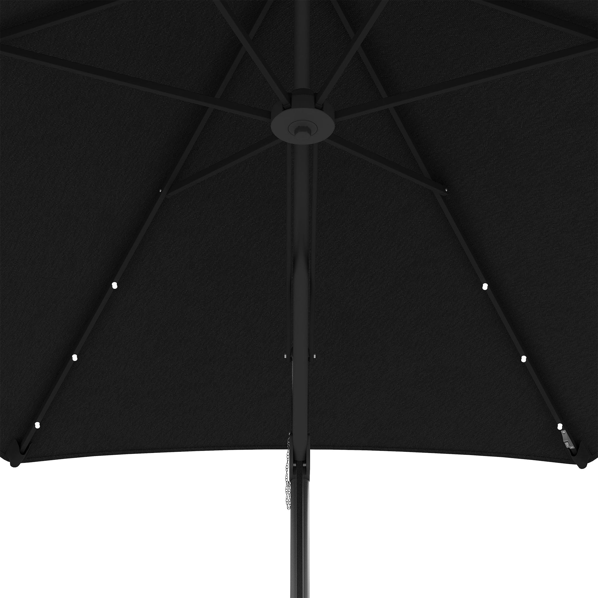 3(m) Cantilever Parasol with Solar LED and Easy Lever, Garden Parasol Umbrella with Cross Base and Waterproof Cover, Outdoor Sun Shades, Black