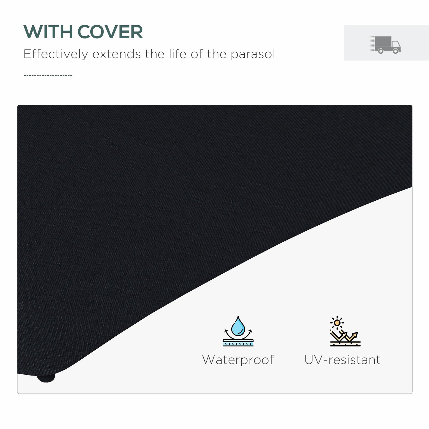 3(m) Cantilever Parasol with Solar LED and Easy Lever, Garden Parasol Umbrella with Cross Base and Waterproof Cover, Outdoor Sun Shades, Black