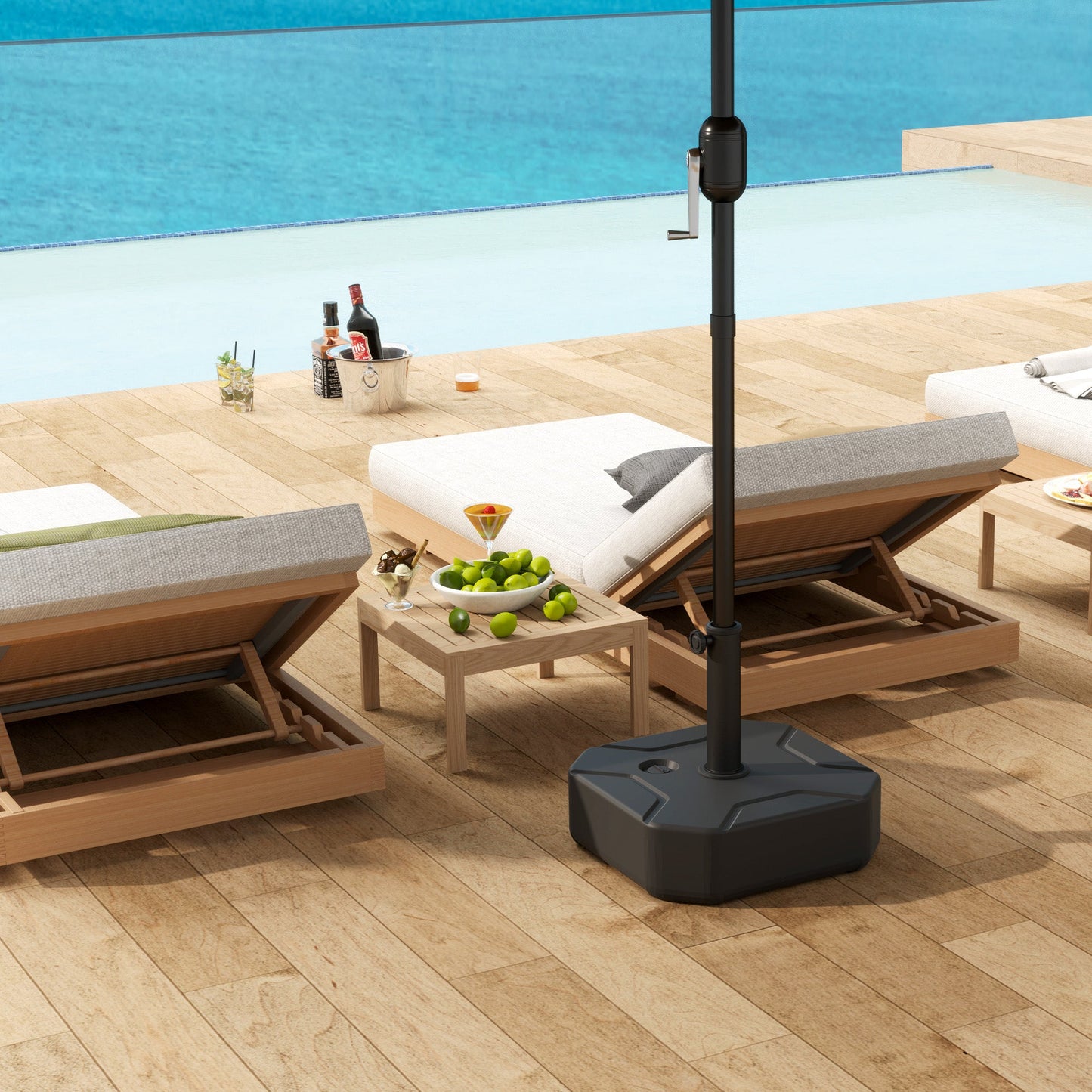 Square Garden Parasol Base, Garden Umbrella Stand Heavy Duty Parasol Base, Filled Up to 25kg with Stand or 20kg with Water for for 38, 48 mm Poles, Black