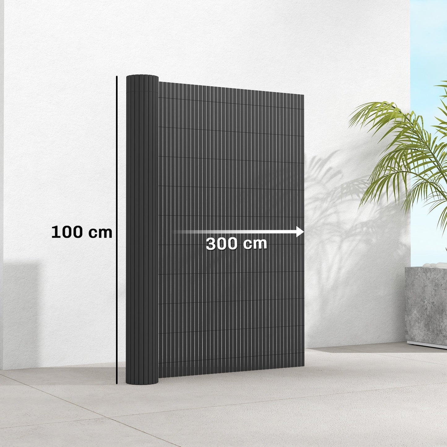 2Pcs Plastic Privacy Screening Fence, 1 m x 3 m Waterproof Windbreak Fence, UV-Resistant Garden Screening for Balcony, Terrace and Outdoor Use, Dark Grey