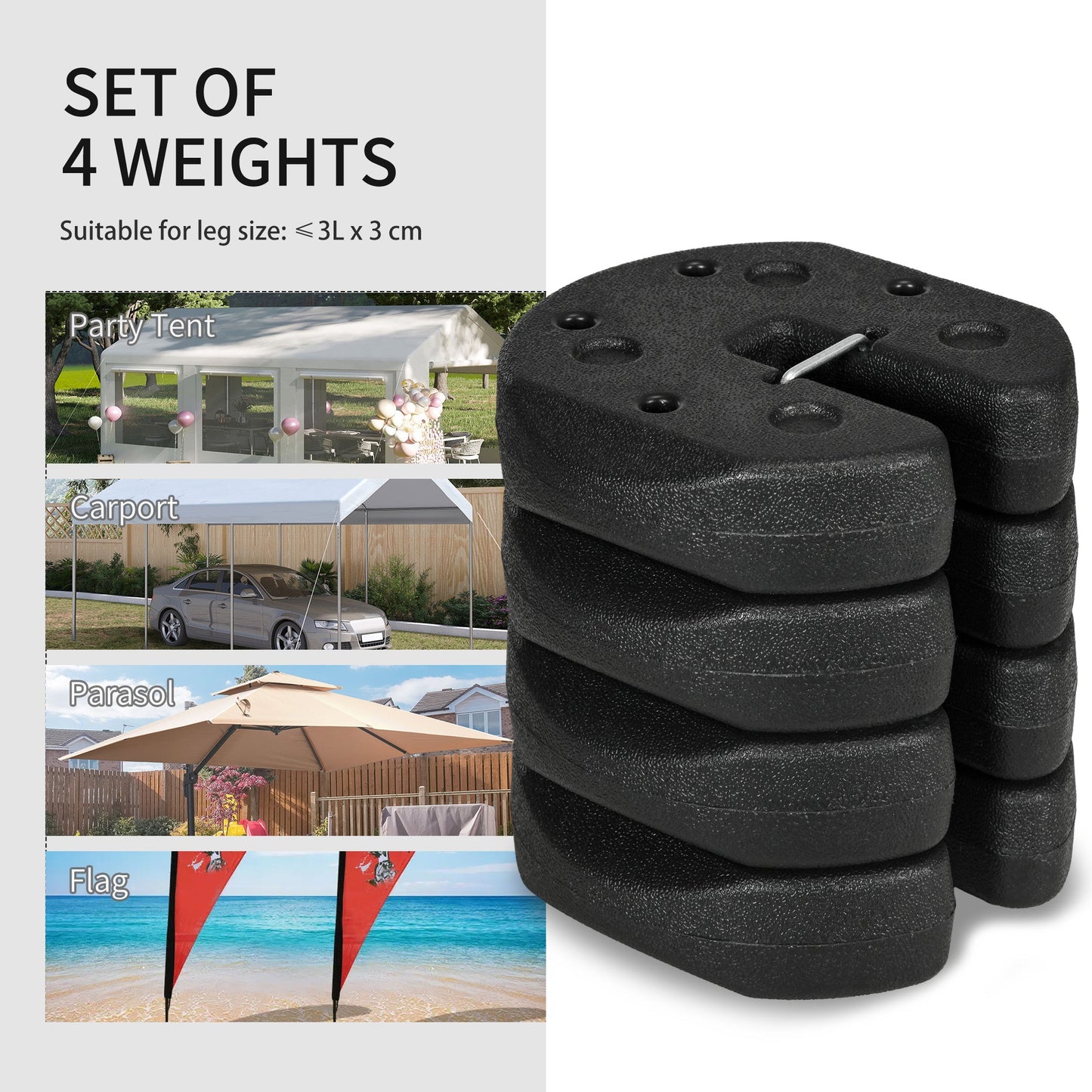 Gazebo Weights Set of 4, Total 12KG Weights for Gazebo Legs with Reinforce Pins and Carry Belt, for Gazebos Shelters Marquees Tents