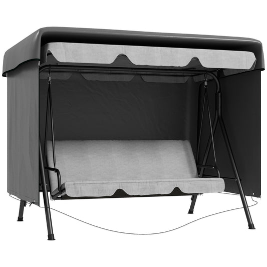 Patio 3 Seater Swing Chair Bench Cover Outdoor Garden Furniture Rain Protection Cover Protector Waterproof Anti-UV, 215L x 155W x 150Hcm, Dark Grey