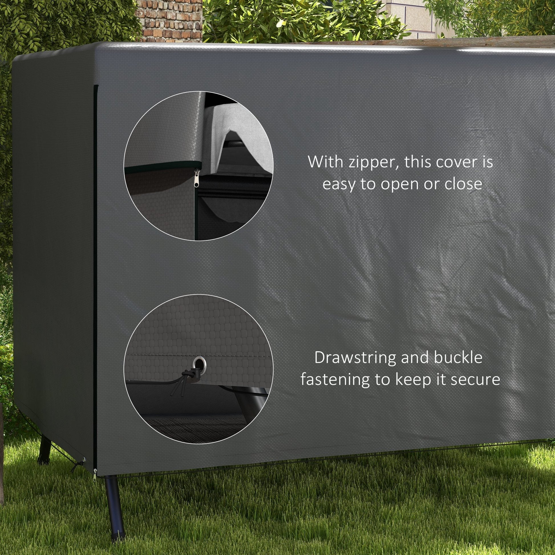 Patio 3 Seater Swing Chair Bench Cover Outdoor Garden Furniture Rain Protection Cover Protector Waterproof Anti-UV, 215L x 155W x 150Hcm, Dark Grey