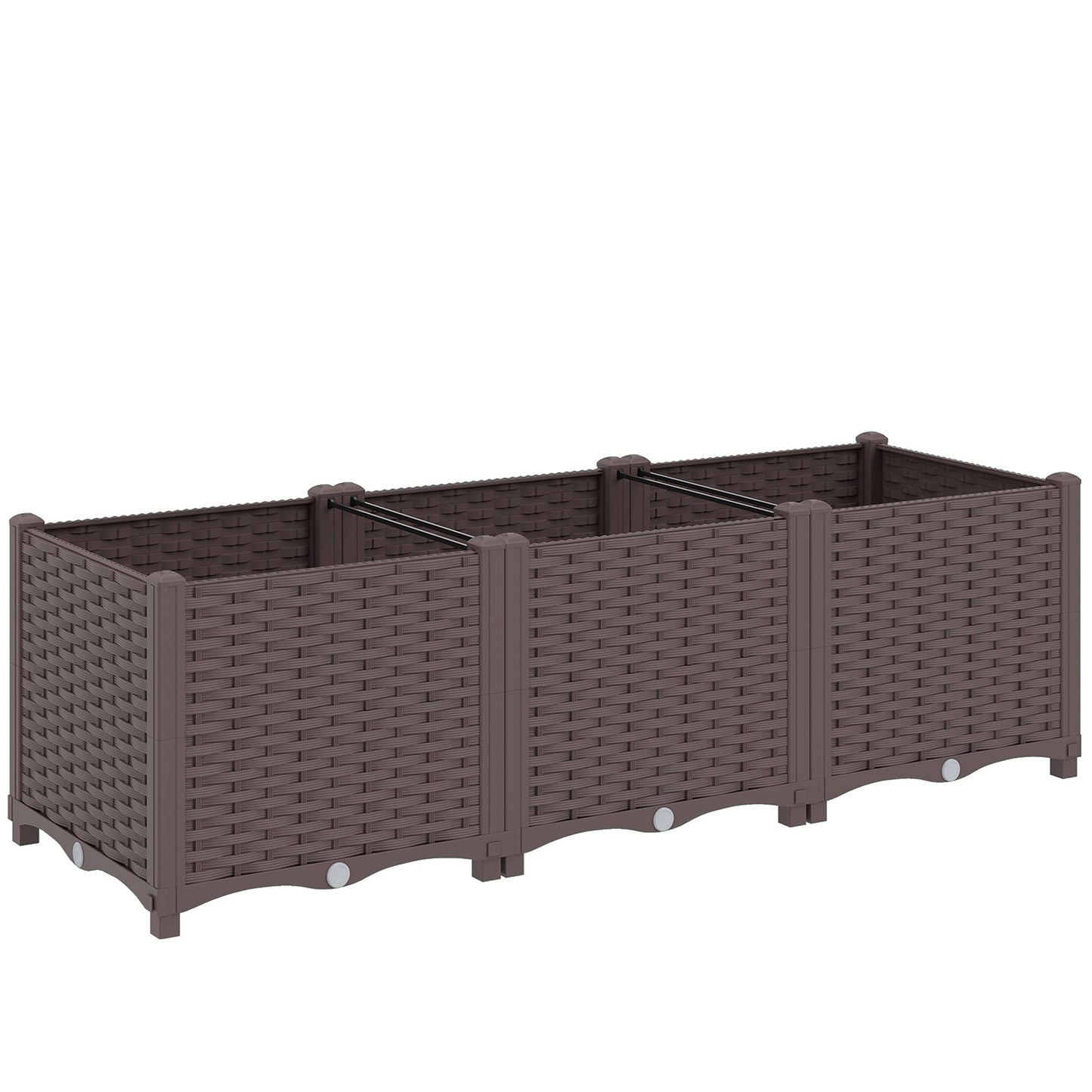 Plastic Raised Garden Bed with Legs, Self Watering Elevated Planter Boxes with Drainage Holes and Plugs, Easy Assembly Outdoor Planter Box for Vegetables, Flowers, Herbs, 120 x 40 x 37 cm