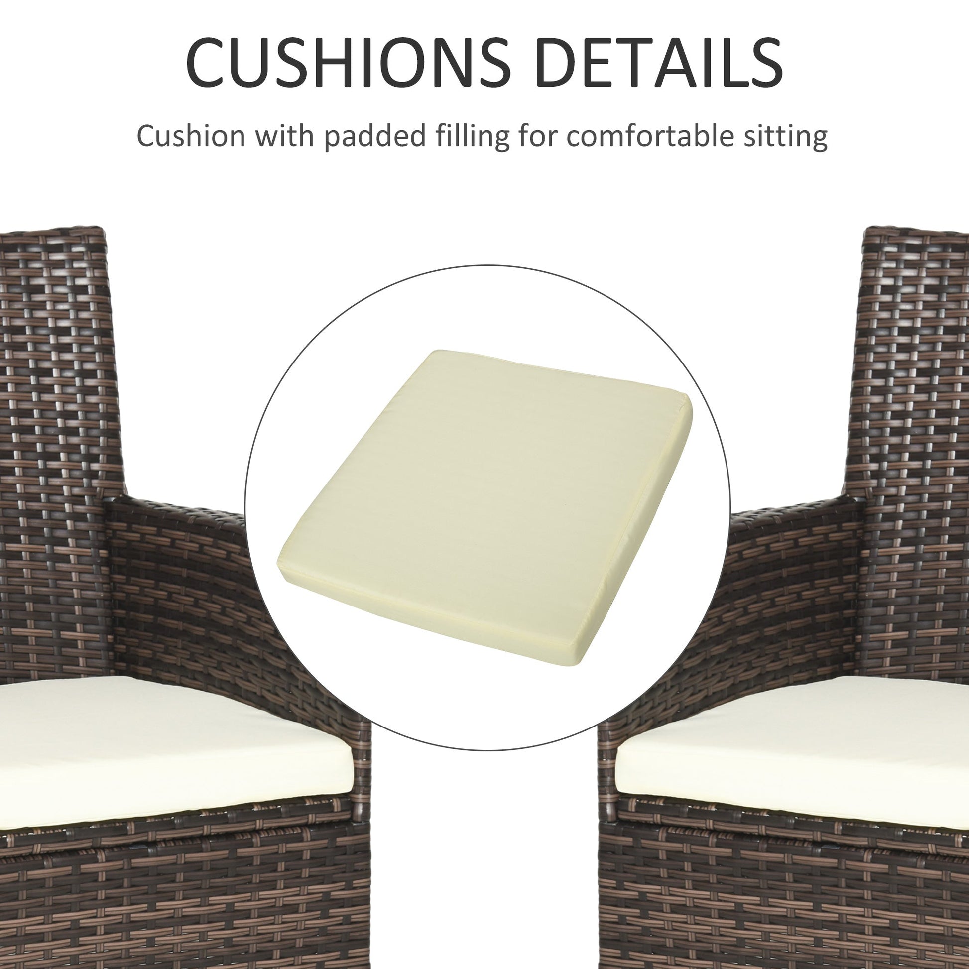 4 Pieces Outdoor PE Rattan Dining Chairs Set with Cushion, Garden Armchair with Armrests, High Backrest, Metal Frame Patio Wicker Furniture, Deep Coffee