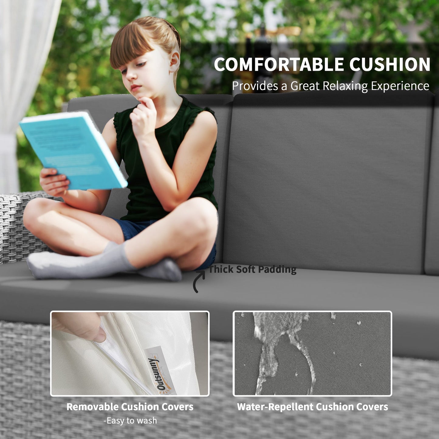 10 Seater Rattan Dining Set with Expandable Table and Nesting Chairs, Rattan Garden Furniture Set with Cushions, Outdoor Dining Table and Chairs, Sectional Corner Sofa Set, Light Grey