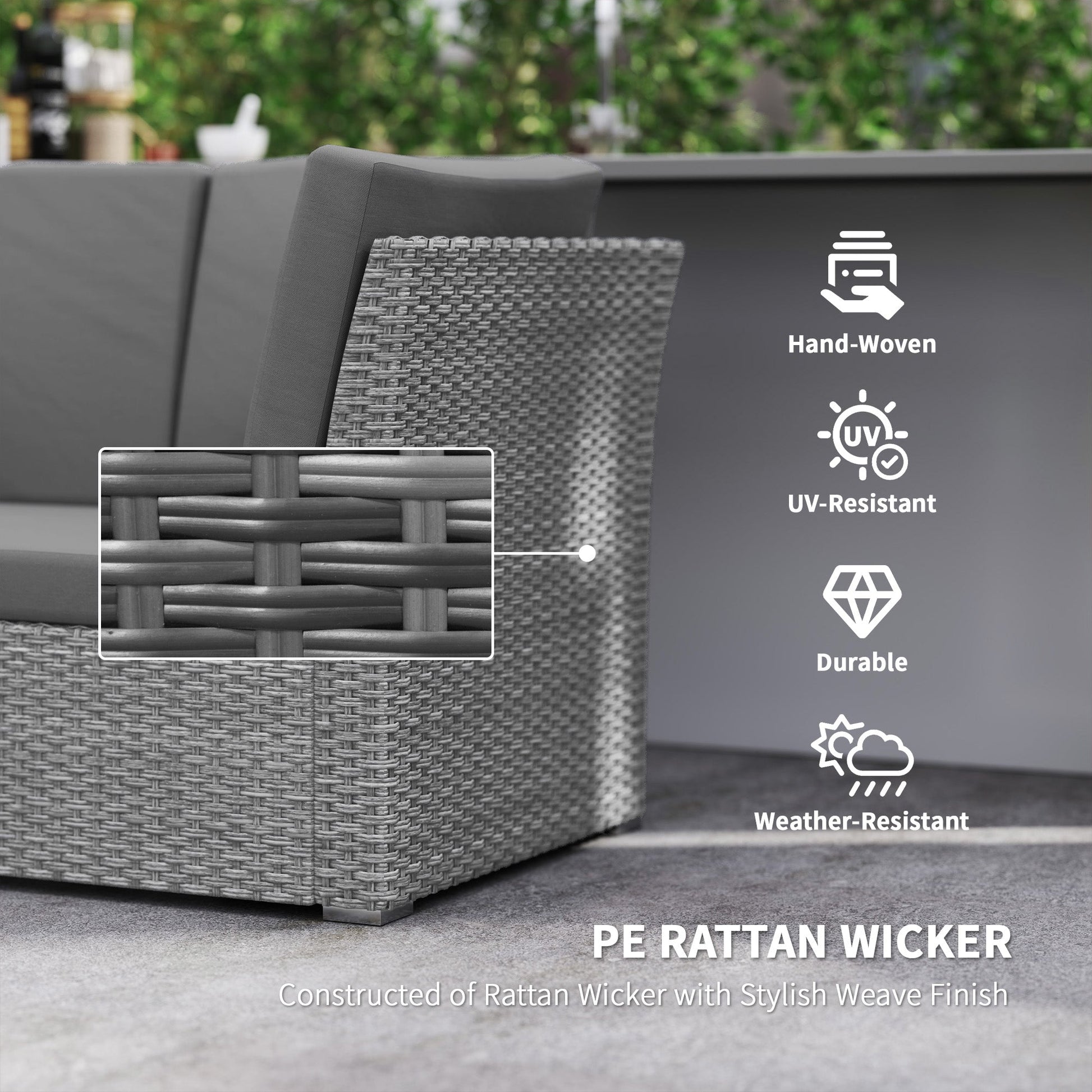 10 Seater Rattan Dining Set with Expandable Table and Nesting Chairs, Rattan Garden Furniture Set with Cushions, Outdoor Dining Table and Chairs, Sectional Corner Sofa Set, Light Grey