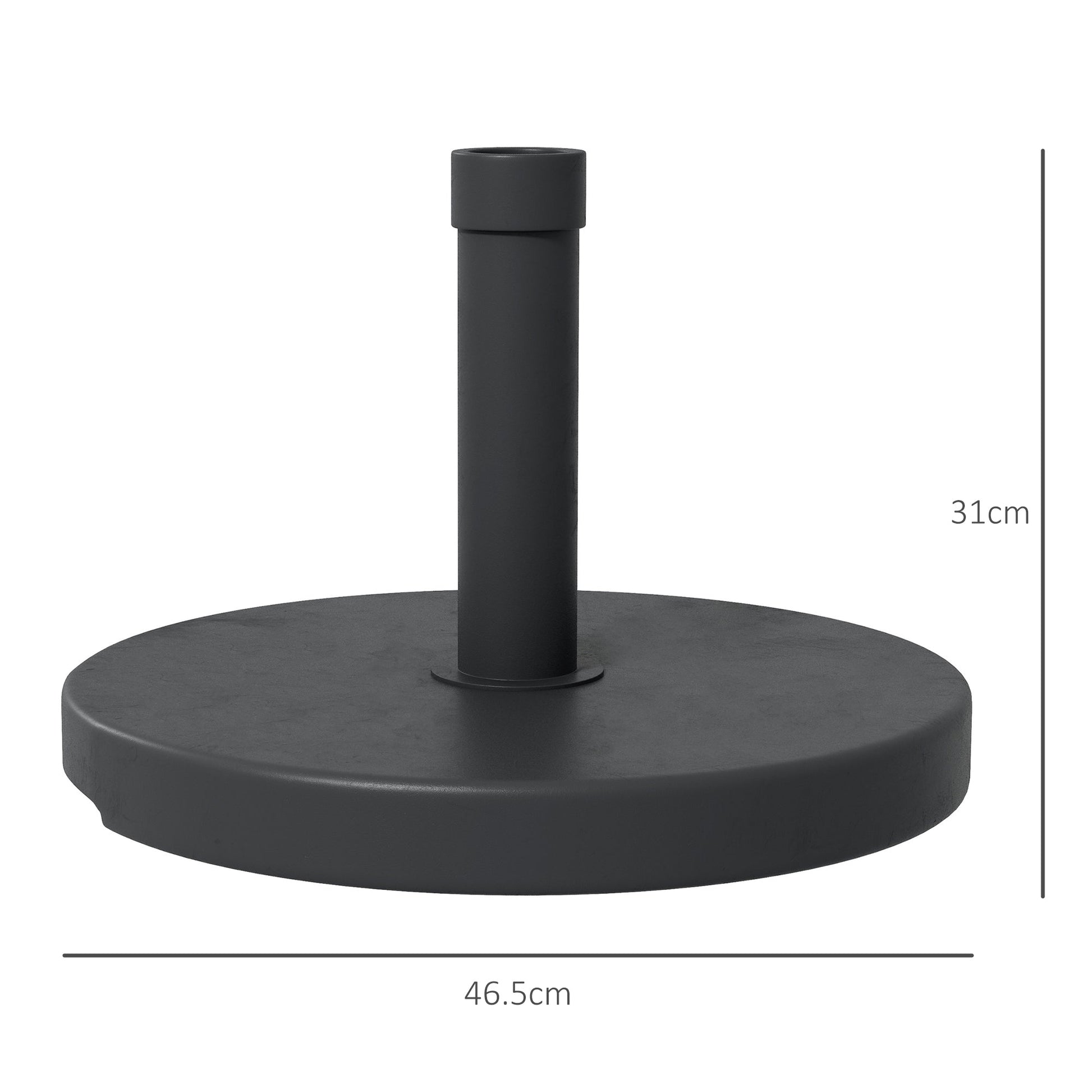 15kg Concrete Parasol Base, Heavy Duty Patio Umbrella Stand with Grip Handle, 46.5cm Round Garden Parasol Holder for 24 to 38mm Poles, Black