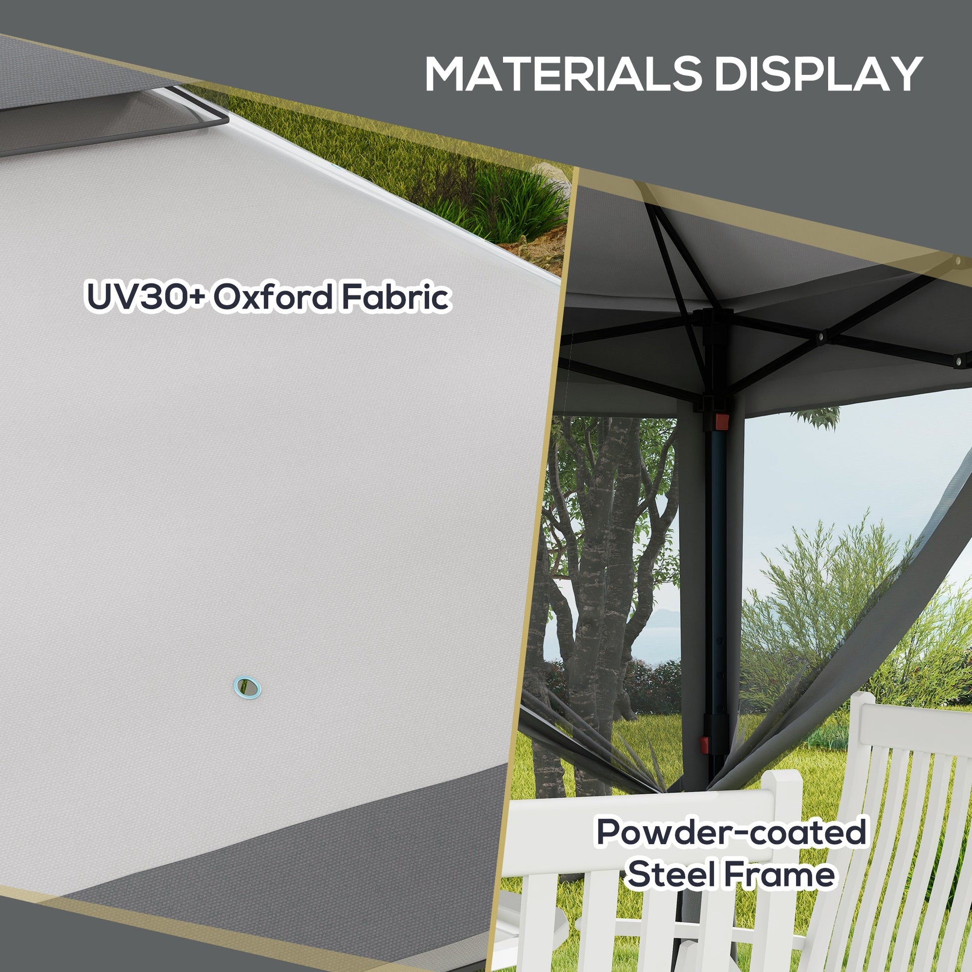 3 x 3(m) Pop Up Gazebo with Netting and Carrying Bag, Party Tent Instant Event Shelter, Height Adjustable and UV-Resistant, for Garden, Patio, Grey