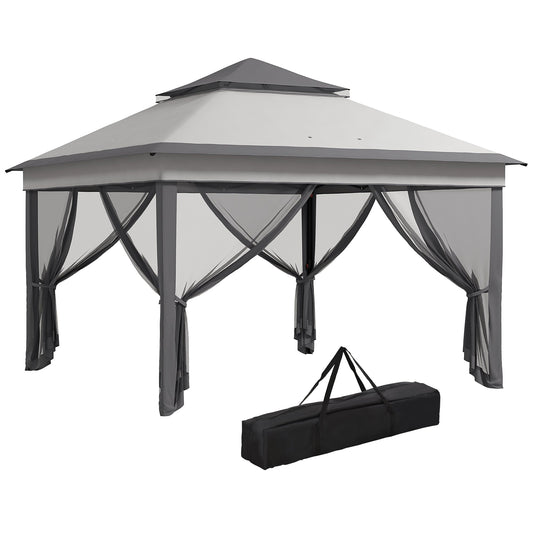 3 x 3(m) Pop Up Gazebo with Netting and Carrying Bag, Party Tent Instant Event Shelter, Height Adjustable and UV-Resistant, for Garden, Patio, Grey