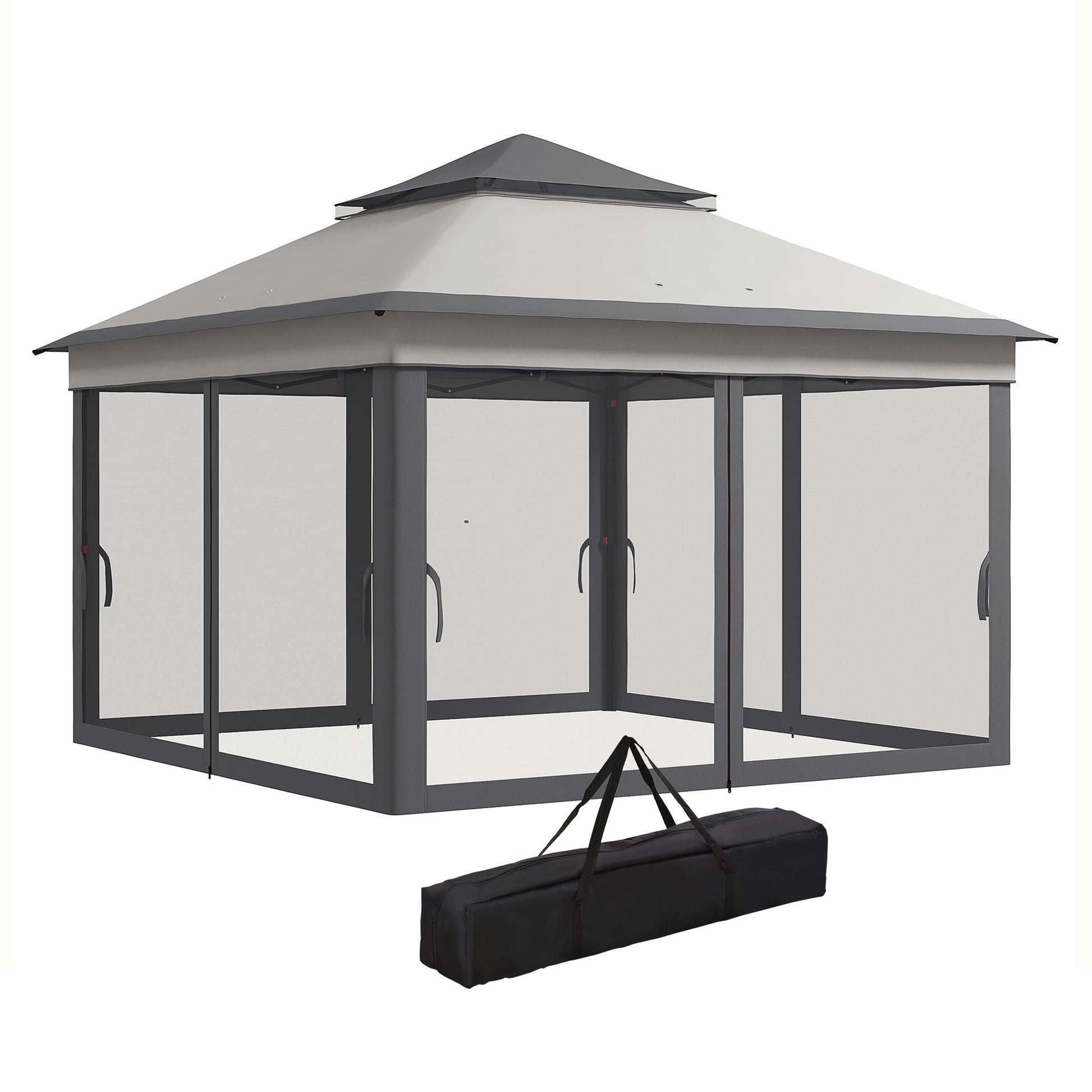 3 x 3(m) Pop Up Gazebo with Netting and Carrying Bag, Party Tent Instant Event Shelter, Height Adjustable and UV-Resistant, for Garden, Patio, Grey