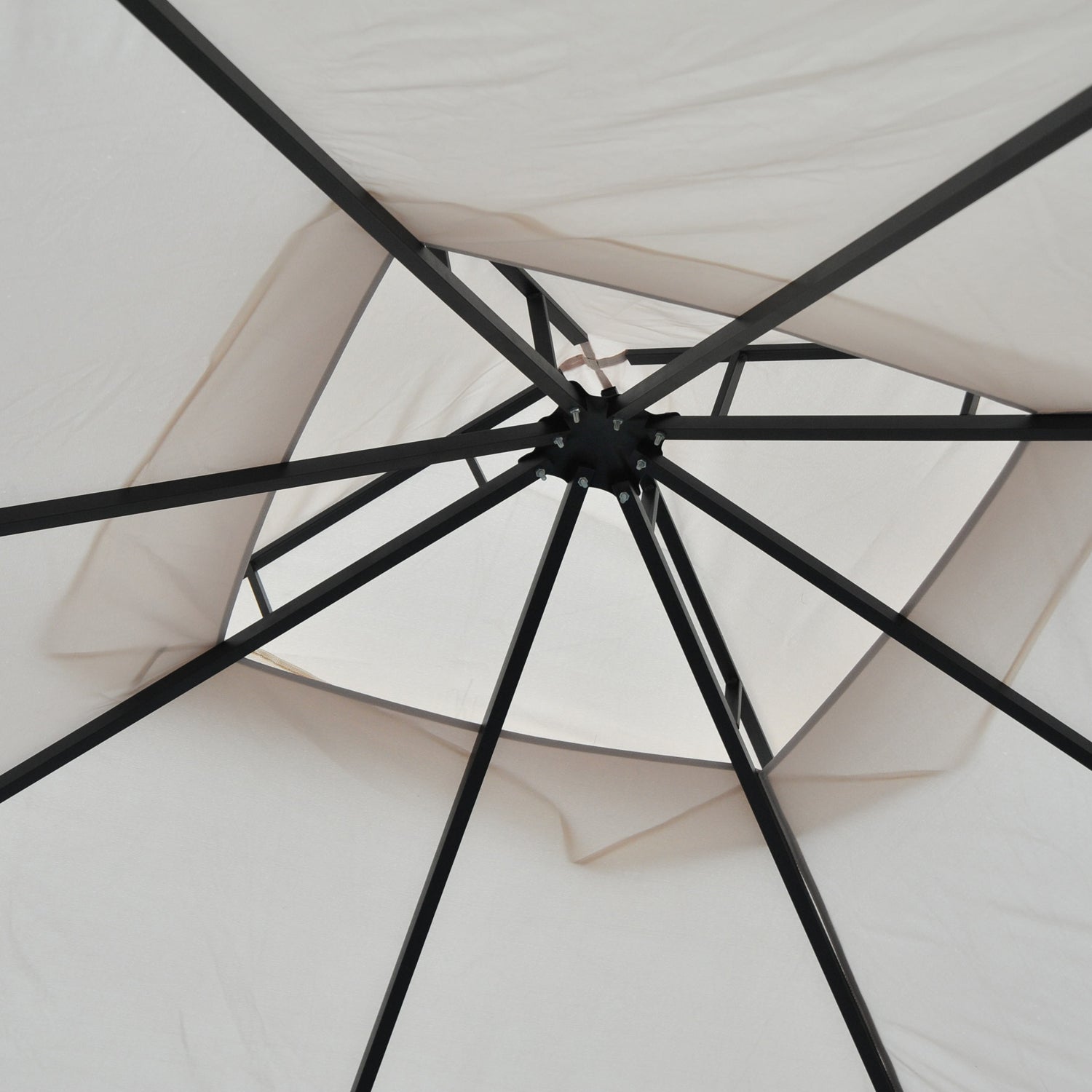 3 x 3m Garden Gazebo Patio Party Tent Shelter Outdoor Canopy Double Tier Sun Shade with Metal Frame and Netting, Beige