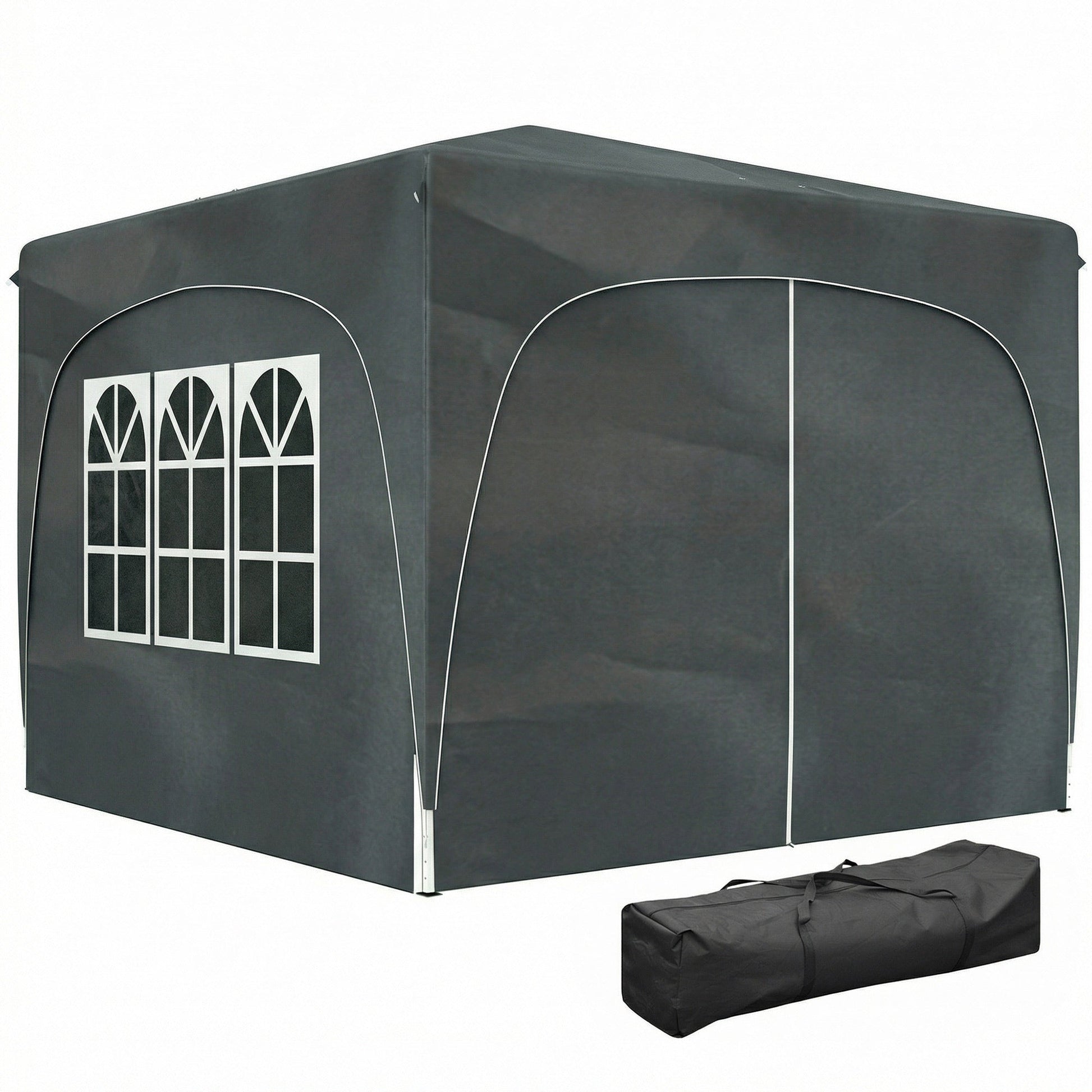 3 x 3(m) Pop Up Gazebo with Sides and Carry Bag, UPF50+, Height Adjustable Party Tent Instant Event Shelter for Garden, Outdoor, Patio, Dark Grey