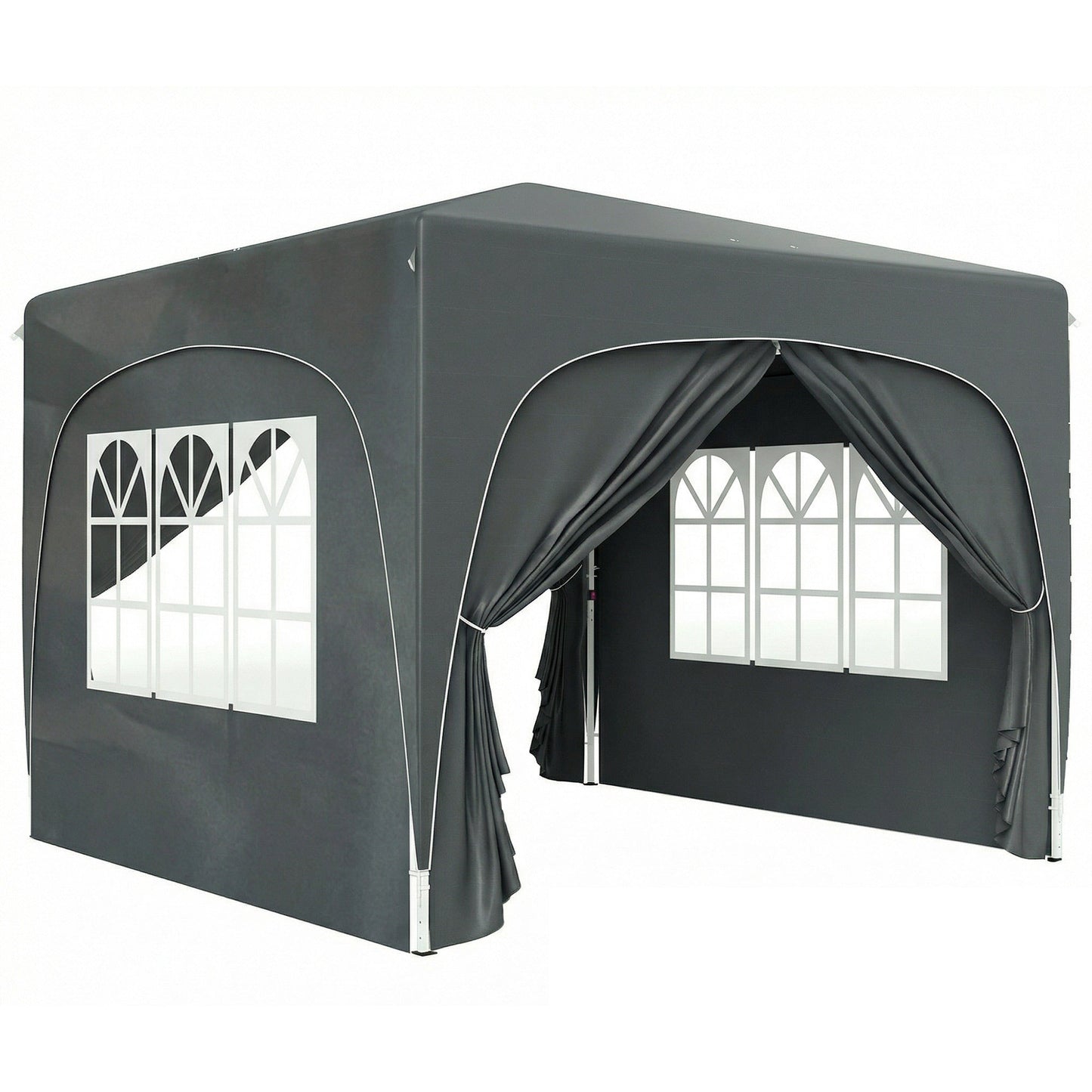 3 x 3(m) Pop Up Gazebo with Sides and Carry Bag, UPF50+, Height Adjustable Party Tent Instant Event Shelter for Garden, Outdoor, Patio, Dark Grey