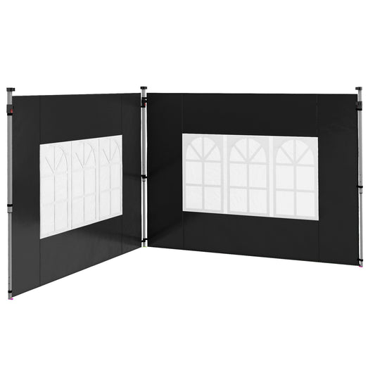 Gazebo Side Panels with Window for 3x3(m) or 3x4m Pop Up Gazebo, 2 Pack Sides Replacement, Black