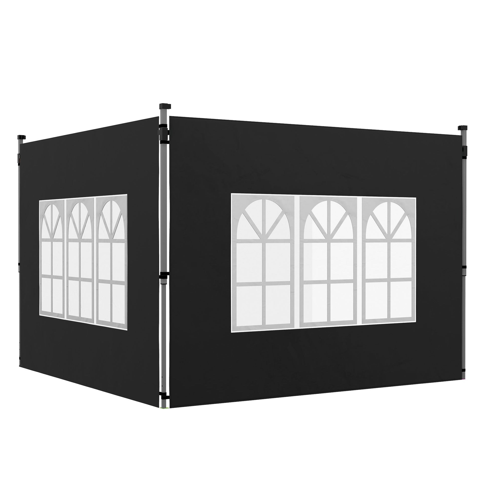 Gazebo Side Panels with Window for 3x3(m) or 3x4m Pop Up Gazebo, 2 Pack Sides Replacement, Black