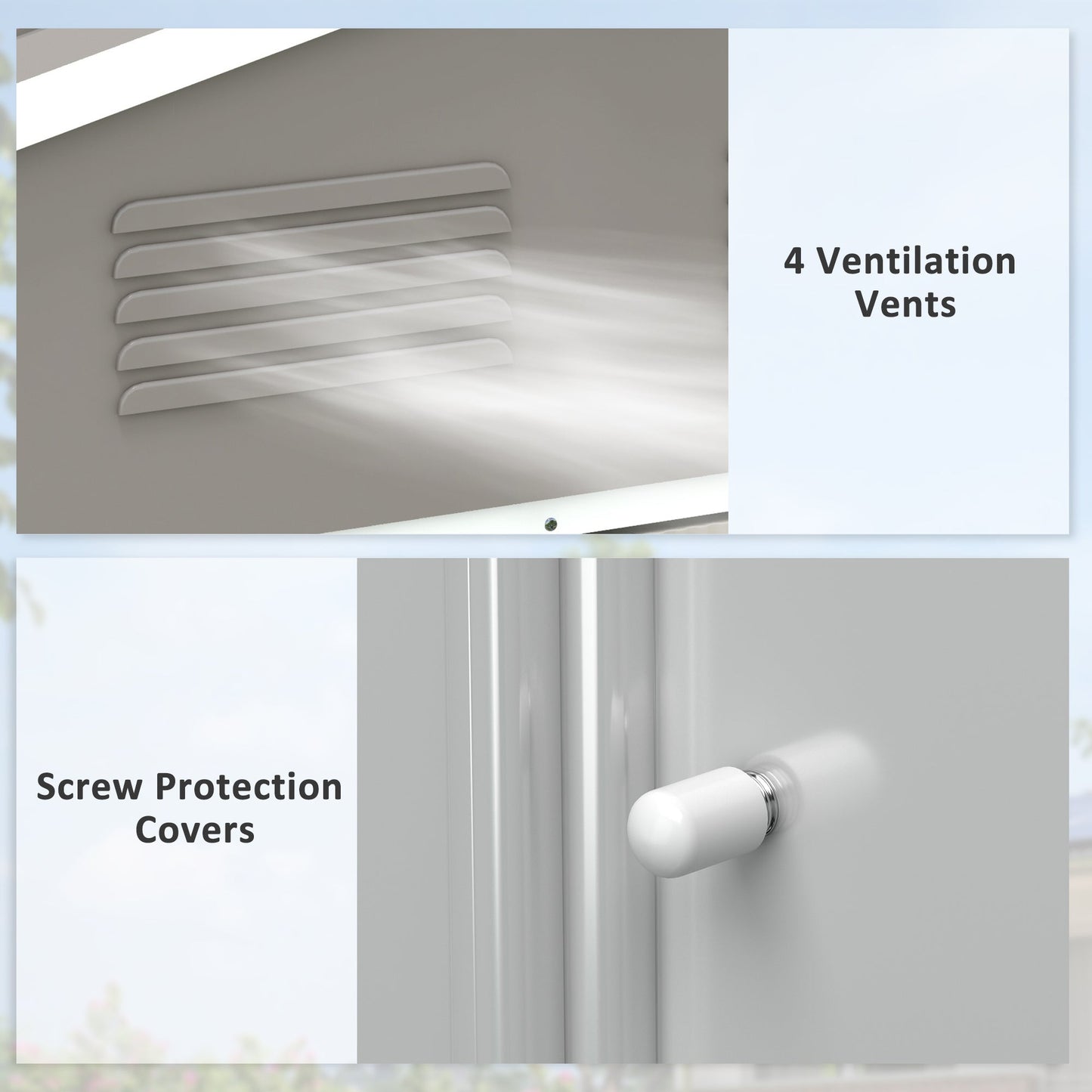 7.7 x 5.7ft Metal Garden Shed, Galvanised Outdoor Tool Storage House with Ventilation Slots and Sliding Doors, Light Grey