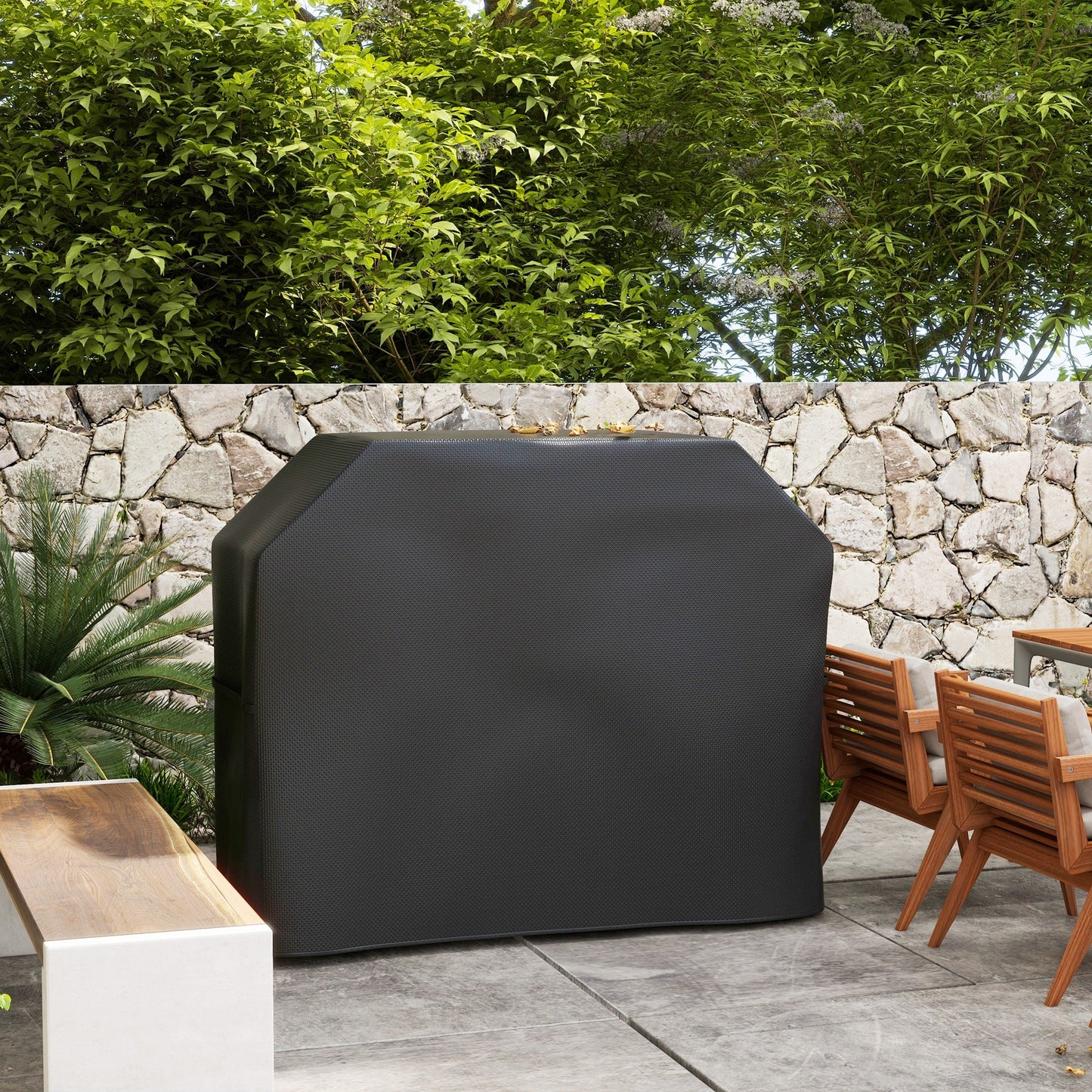 BBQ Cover for Rectangular Gas Grill, 420D Oxford Fabric Barbecue Covers, Waterproof UV Protection Rip-Proof, with Windproof Drawstring and Hook and Loop Fasteners, Black, 147 x 61 x 120cm