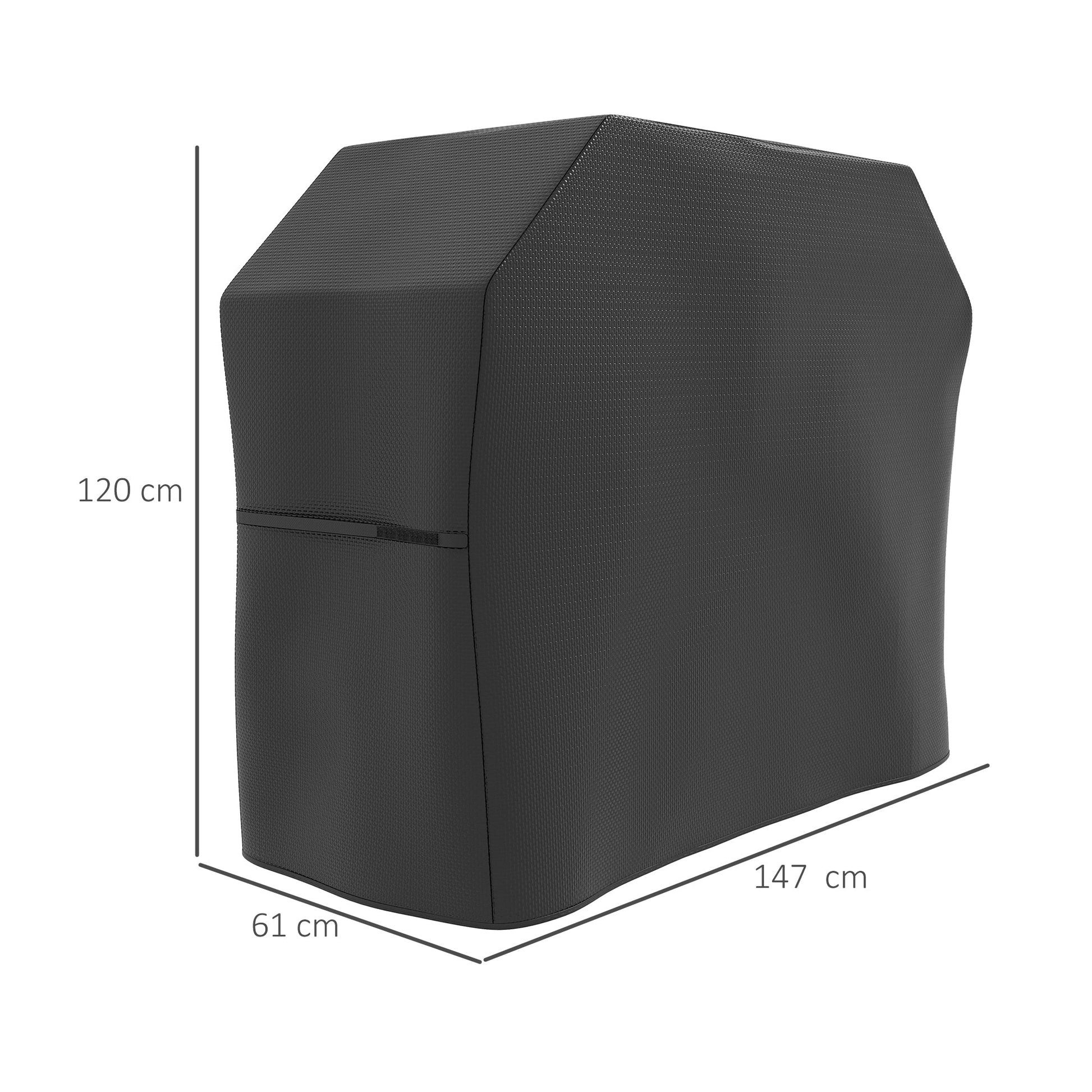 BBQ Cover for Rectangular Gas Grill, 420D Oxford Fabric Barbecue Covers, Waterproof UV Protection Rip-Proof, with Windproof Drawstring and Hook and Loop Fasteners, Black, 147 x 61 x 120cm