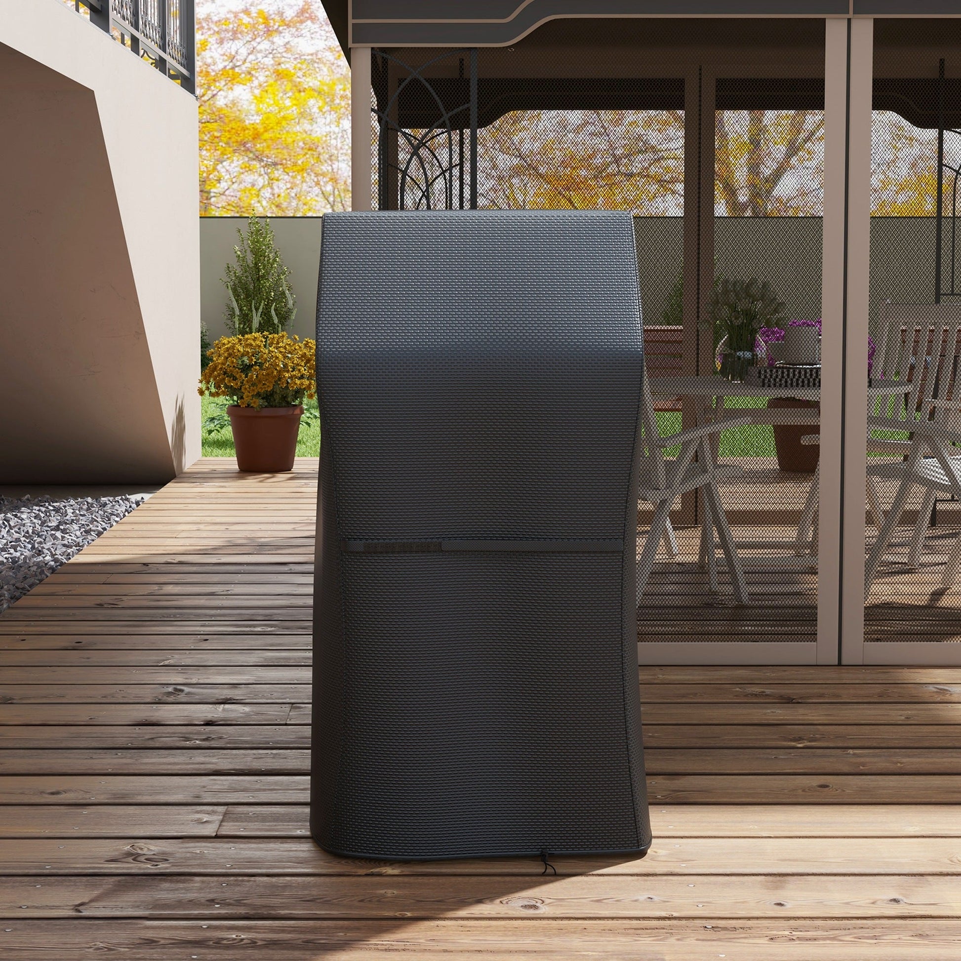 BBQ Cover for Rectangular Gas Grill, 420D Oxford Fabric Barbecue Covers, Waterproof UV Protection Rip-Proof, with Windproof Drawstring and Hook and Loop Fasteners, Black, 147 x 61 x 120cm