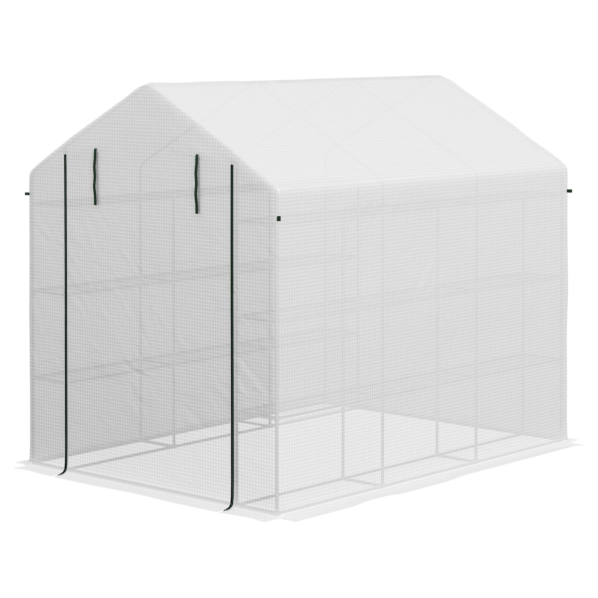 Walk-in Greenhouse with 4 Tier 24 Shelves, Portable Grow House with Roll-up Zipped Door, 244 x 180 x 210 cm, White
