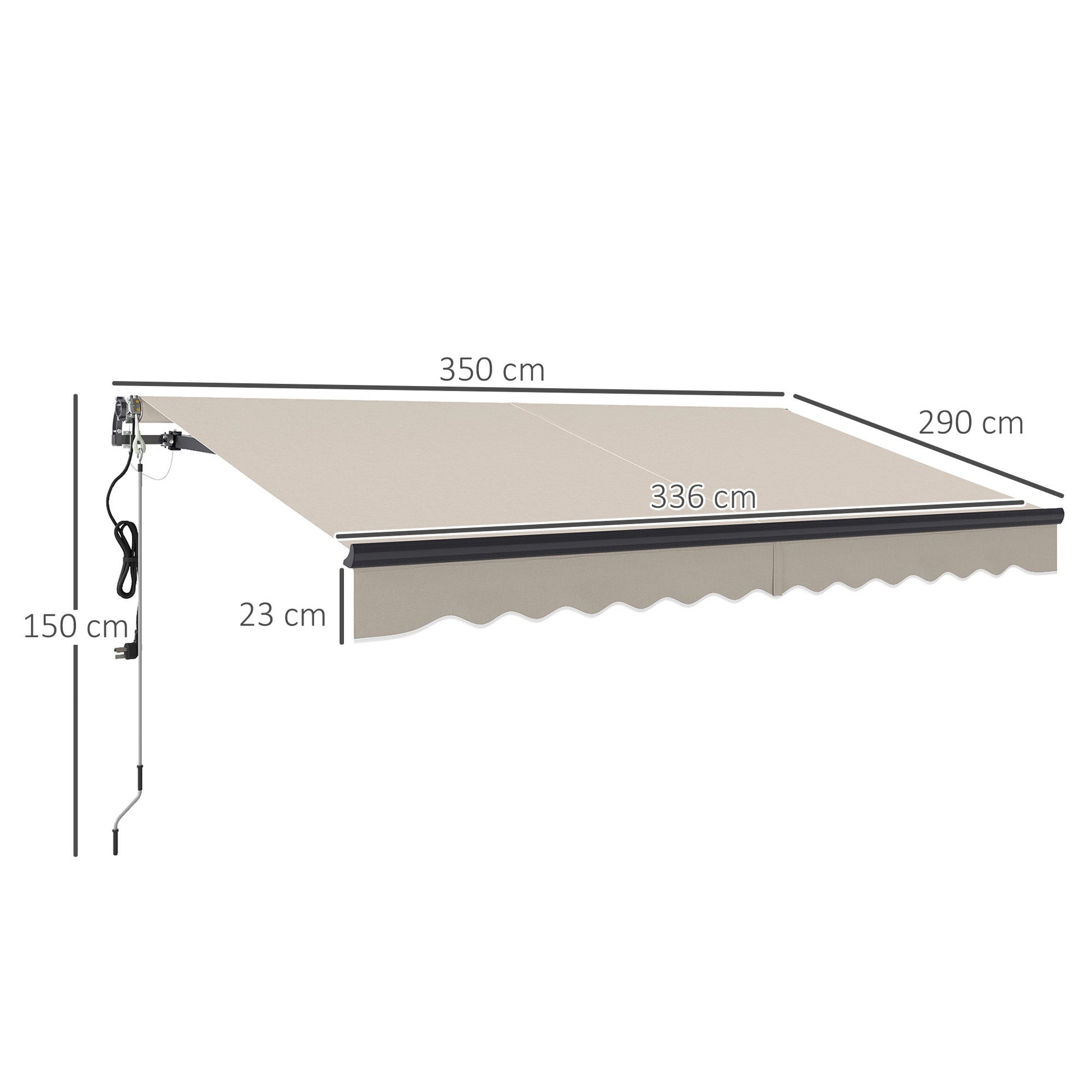 3.5 x 3(m) Electric Awning with Remote Controller, Aluminium Frame DIY Retractable Awning, UPF30+ Sun Shade Canopy for Garden Patio Deck Door Window, Beige