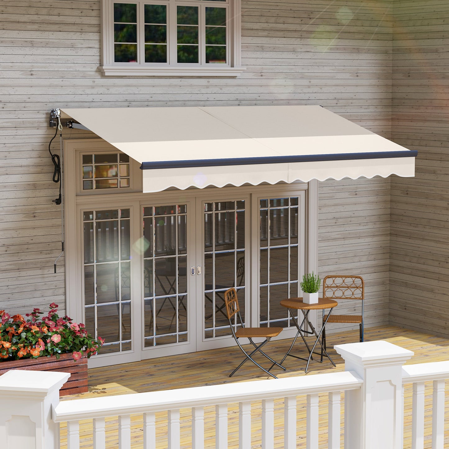 3.5 x 3(m) Electric Awning with Remote Controller, Aluminium Frame DIY Retractable Awning, UPF30+ Sun Shade Canopy for Garden Patio Deck Door Window, Beige