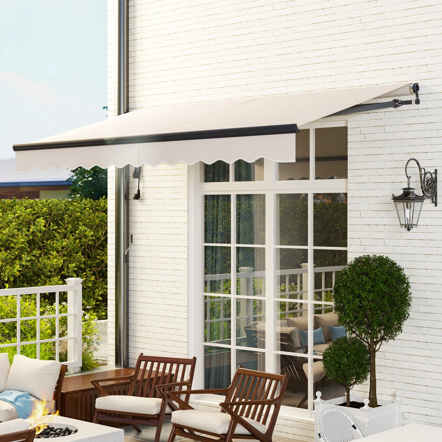 3.5 x 3(m) Electric Awning with Remote Controller, Aluminium Frame DIY Retractable Awning, UPF30+ Sun Shade Canopy for Garden Patio Deck Door Window, Beige