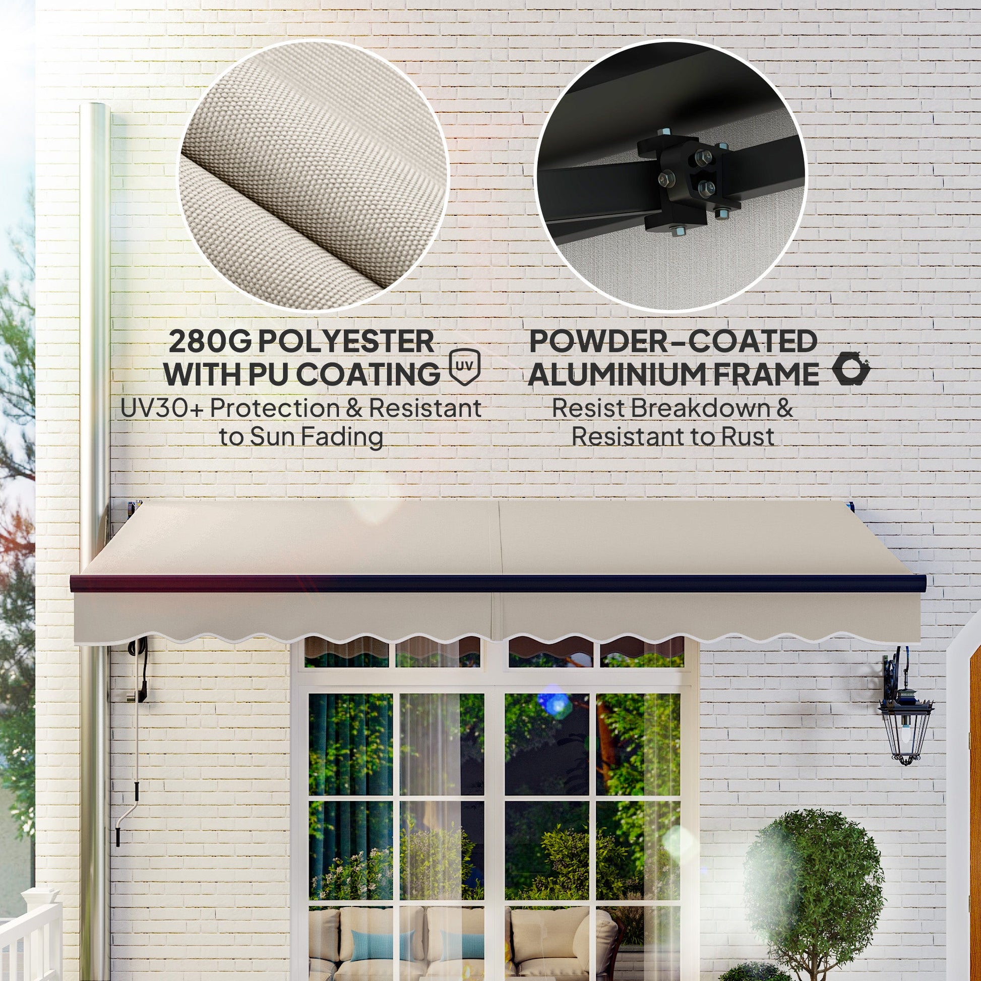 3.5 x 3(m) Electric Awning with Remote Controller, Aluminium Frame DIY Retractable Awning, UPF30+ Sun Shade Canopy for Garden Patio Deck Door Window, Beige