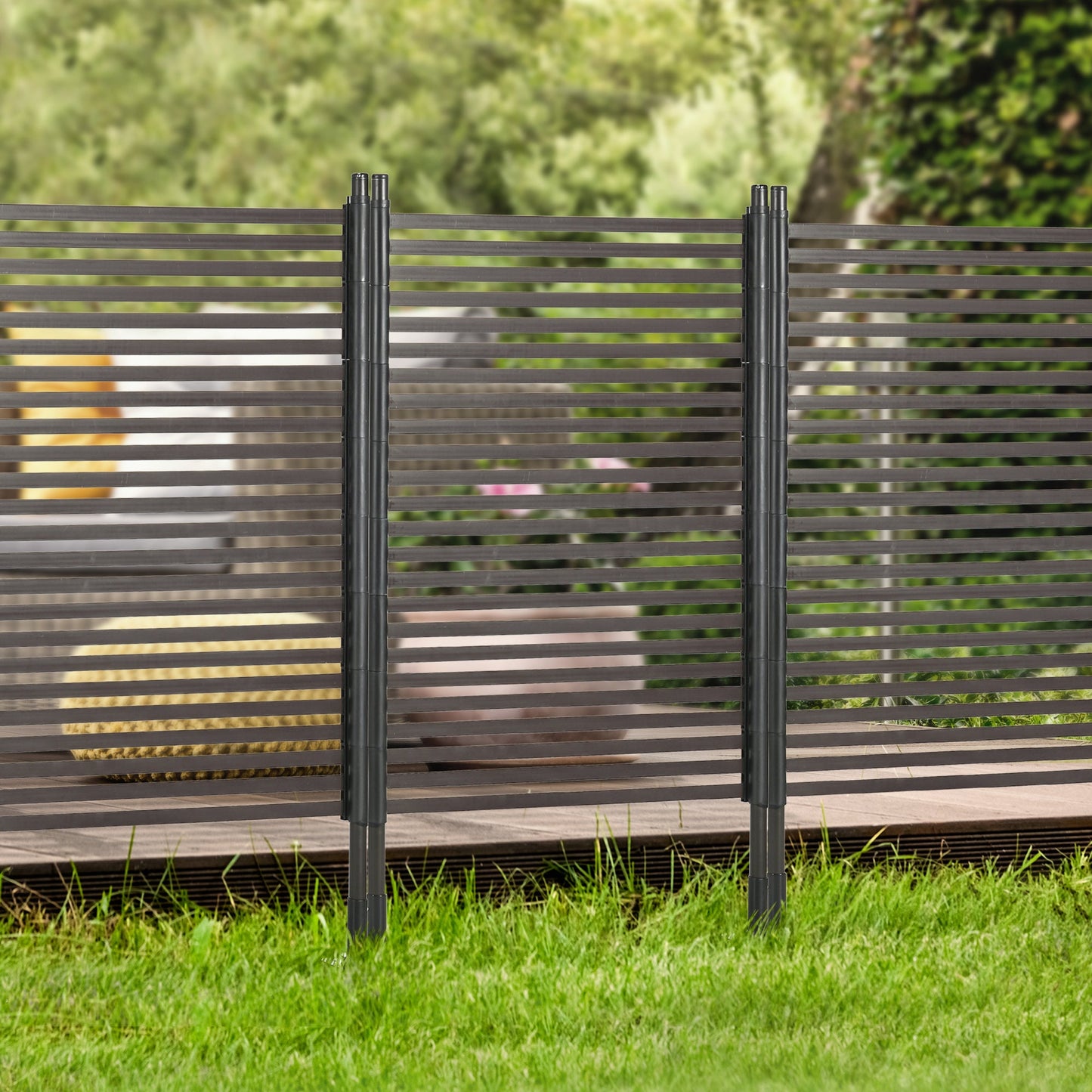 Garden Fence with 2 Standing Ways for Hard & Soft Ground, Decorative Outdoor Divider, Metal Animal Barrier Fence for Garden Patio, Brown
