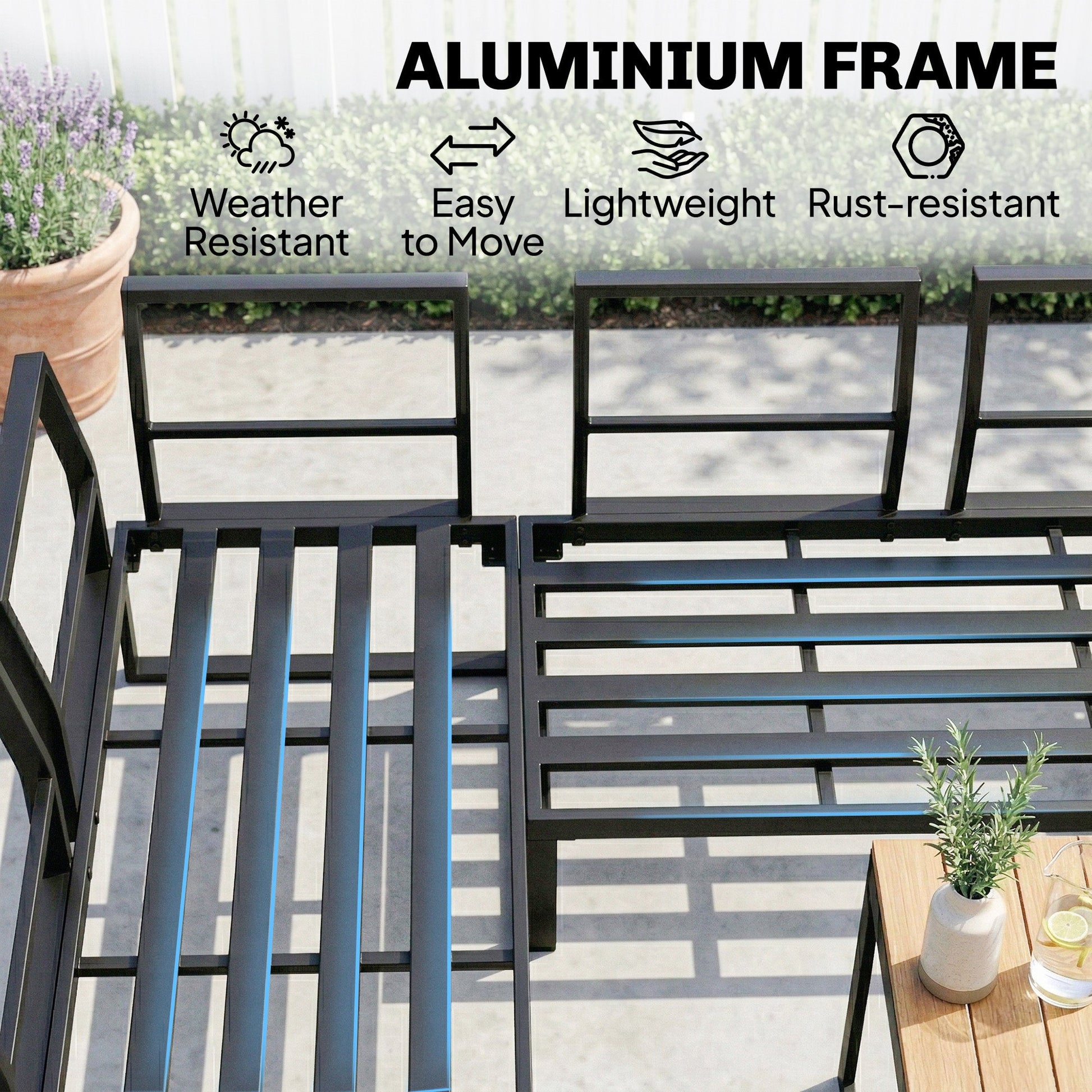 6-Piece Garden Corner Sofa Set with Cushions, 6-8 Seater Aluminium Garden Furniture Set with Coffee Table, Patio Sectional Conservatory Furniture for Patio & Terrace, Grey