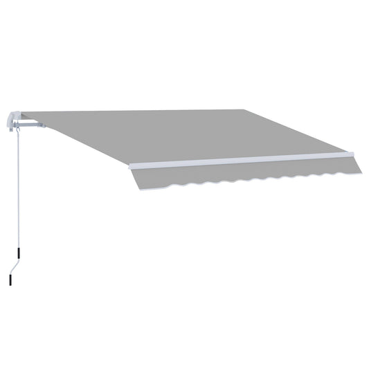 3 x 2m Manual Window Awning Canopy Garden Outdoor Shelter Patio Sun Shade UV Blocker Light Weight Aluminium Frame w/ Hand Crank Light Grey
