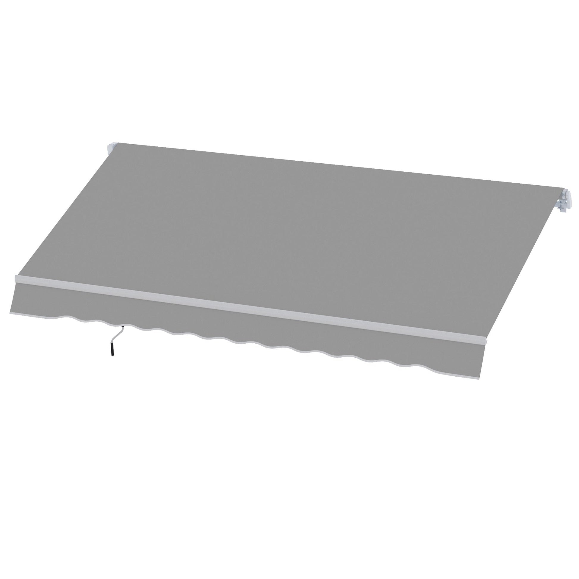 3 x 2m Manual Window Awning Canopy Garden Outdoor Shelter Patio Sun Shade UV Blocker Light Weight Aluminium Frame w/ Hand Crank Light Grey