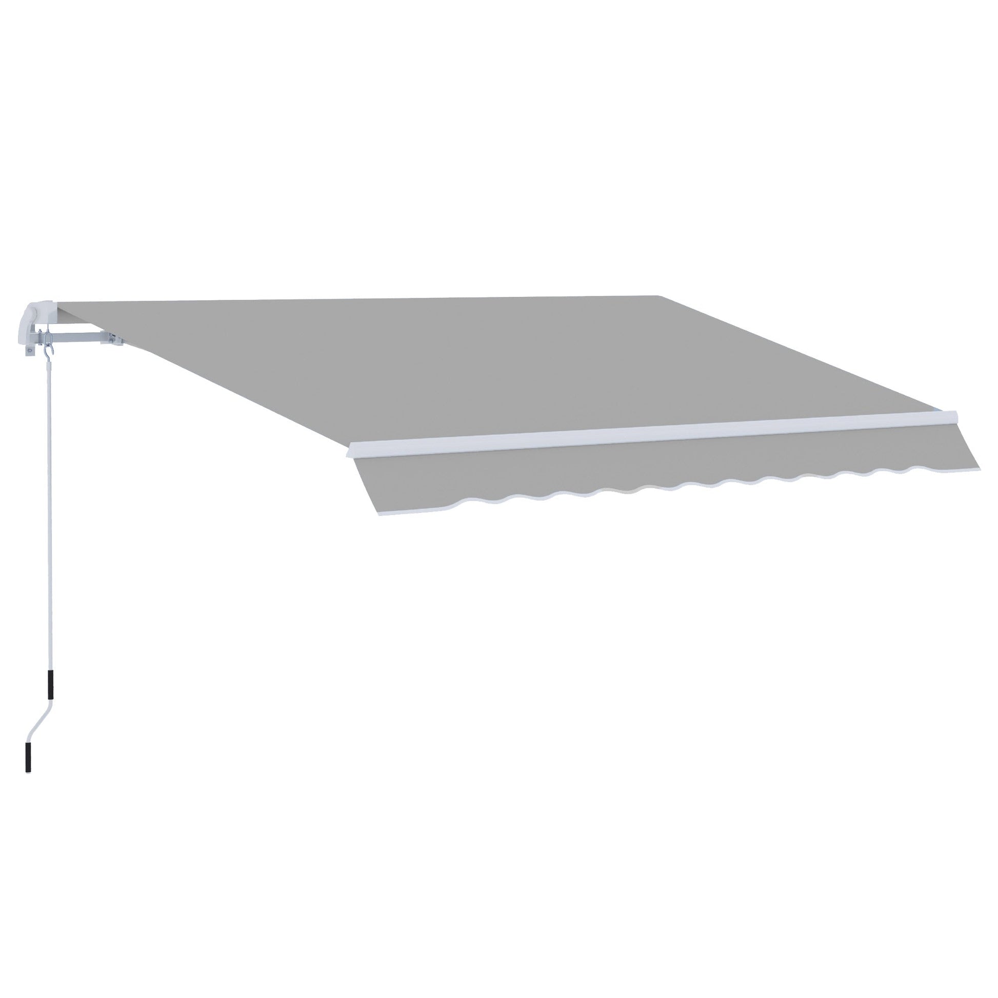 3 x 2m Manual Window Awning Canopy Garden Outdoor Shelter Patio Sun Shade UV Blocker Light Weight Aluminium Frame w/ Hand Crank Light Grey